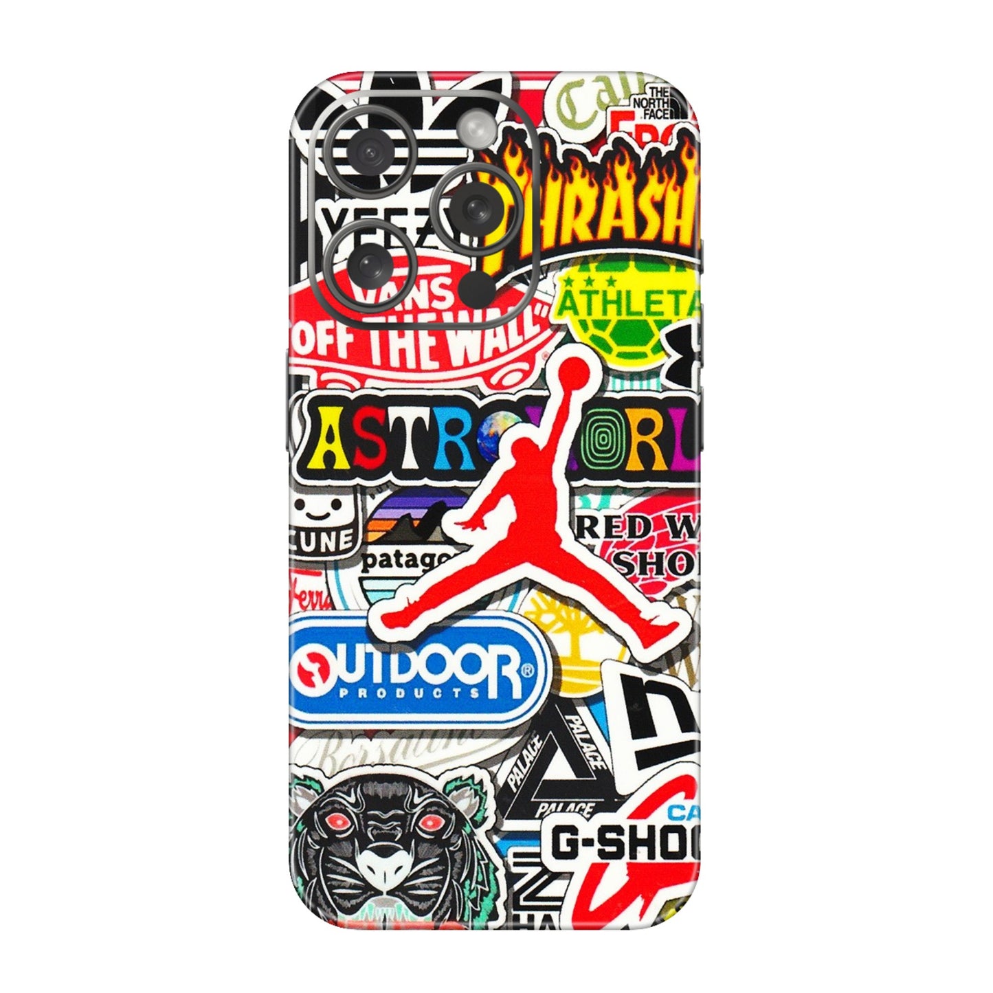 Apple iPhone Skins (All Models) - Multi Brands Sticker Graffiti - 3D Embossed Finish (L-37) iPhone 15 Pro