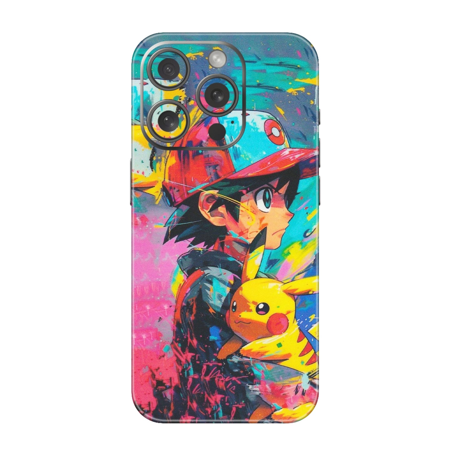 Apple iPhone Skins (All Models) - Ash & Pikachu - Matte Finish (M-26) iPhone 15 Pro