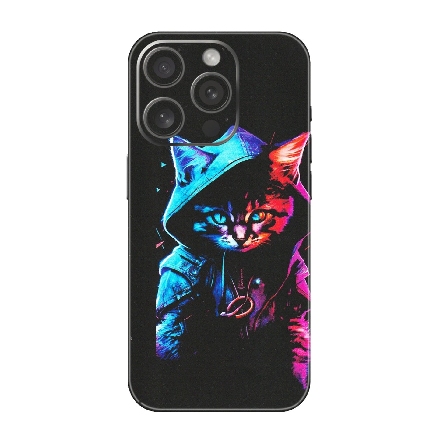 Apple iPhone Skins (All Models) - Cyberpunk Cat - Matte Finish (M-45) iPhone 15 Pro
