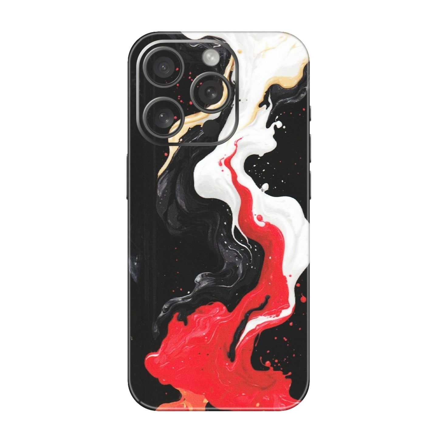 Apple iPhone Skins (All Models) - Black Red White Paint Splash Fusion - Matte Finish (M-56) iPhone 15 Pro