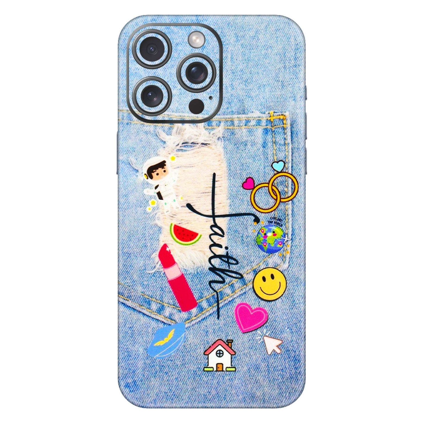 Apple iPhone Skins (All Models) - Denim Jeans Pocket - 3D Embossed Finish (L-134) iPhone 15 Pro Max