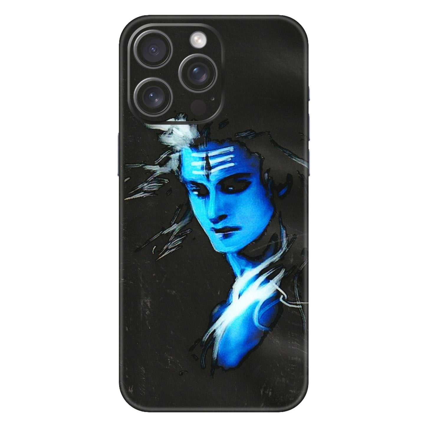 Apple iPhone Skins (All Models) - Har Har Mahadev Blue/Black - 3D Embossed Finish (L-185) iPhone 15 Pro Max