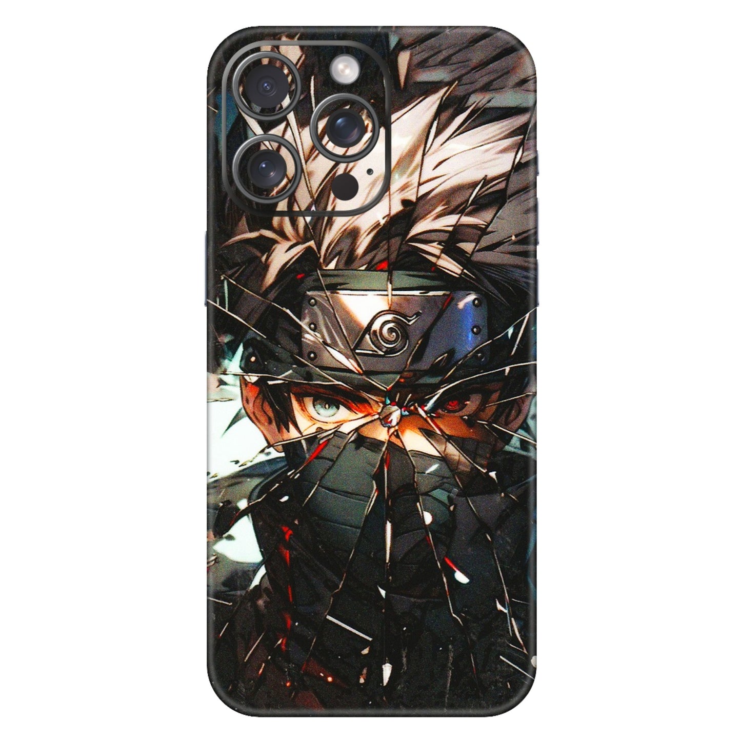 Apple iPhone Skins (All Models) - Kakashi Shattered Glass Effect - 3D Embossed Finish (L-237) iPhone 15 Pro Max