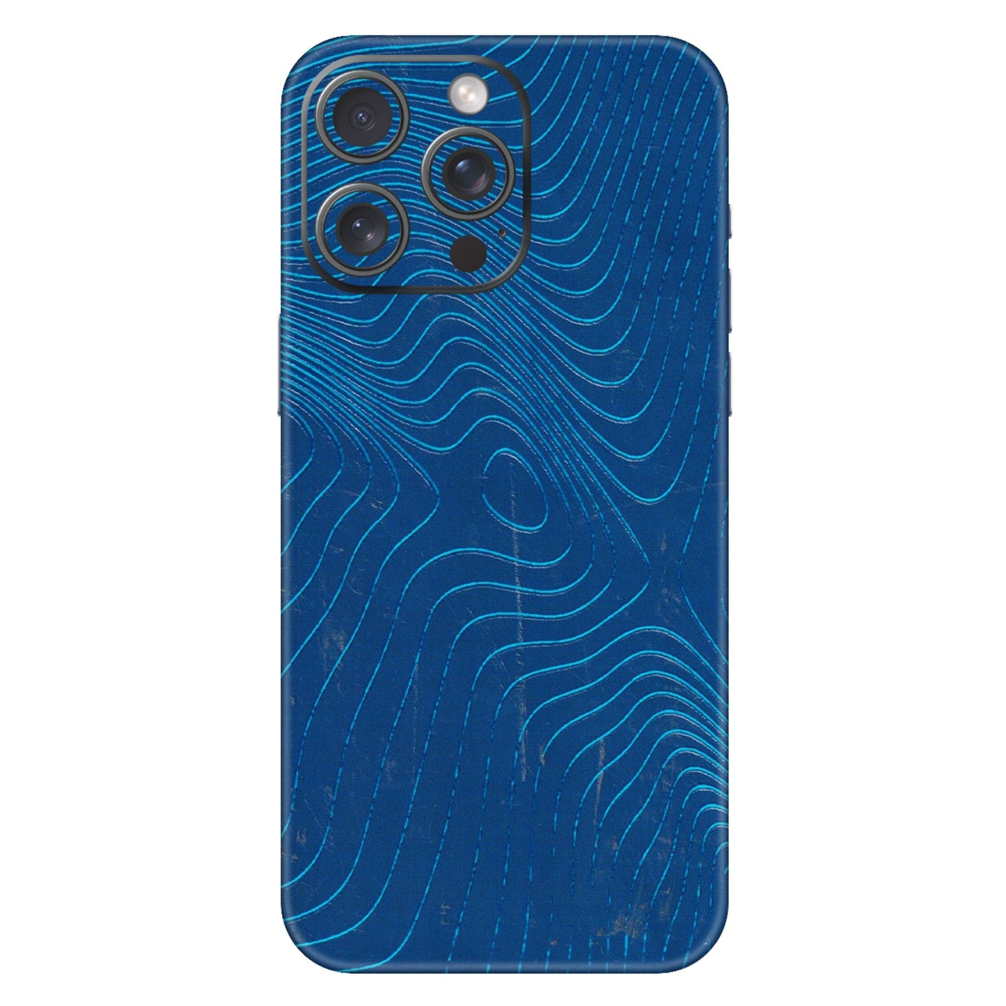Apple iPhone Skins (All Models) - Abstract Blue Line Map - 3D Embossed Finish (L-272) iPhone 15 Pro Max