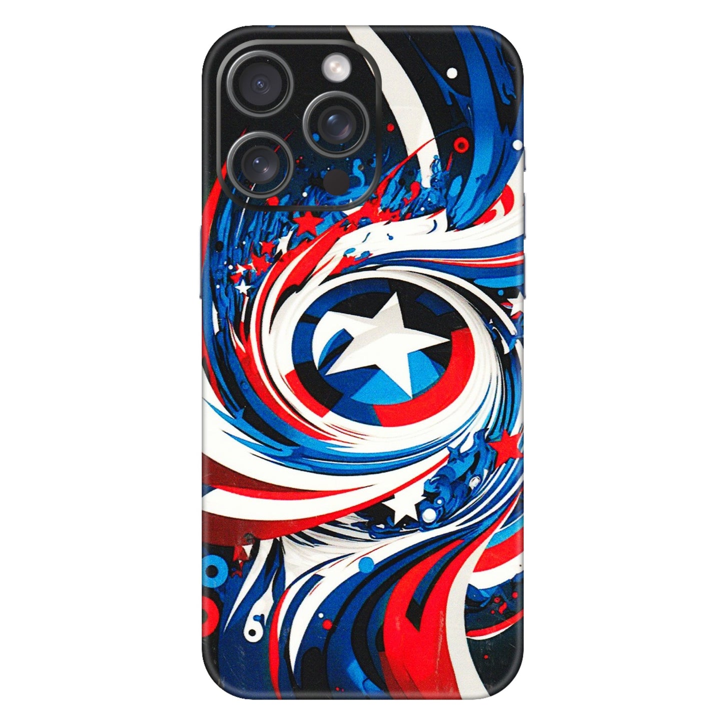 Apple iPhone Skins (All Models) - Captain America Logo - 3D Embossed Finish (L-307) iPhone 15 Pro Max