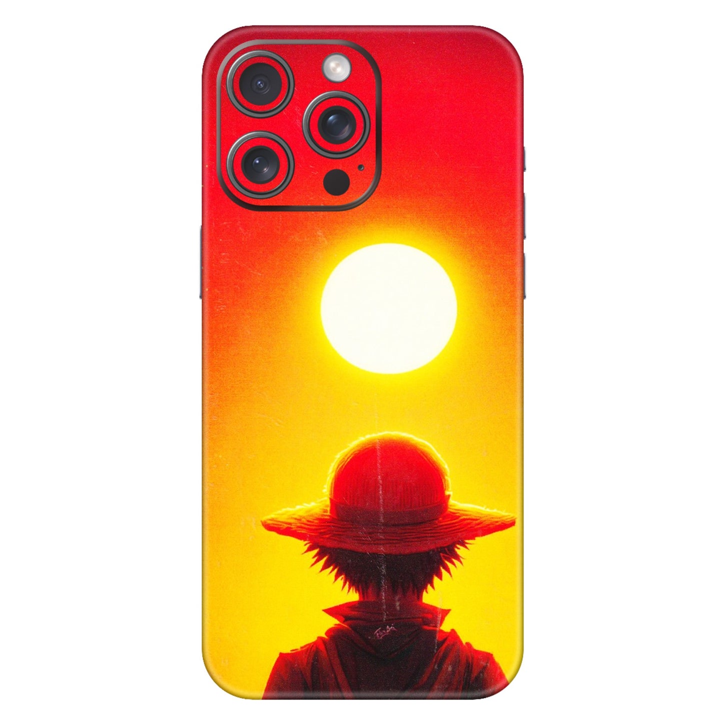Apple iPhone Skins (All Models) - Cool Sunset With Monkey D.Luffy Anime - 3D Embossed Finish (L-329) iPhone 15 Pro Max