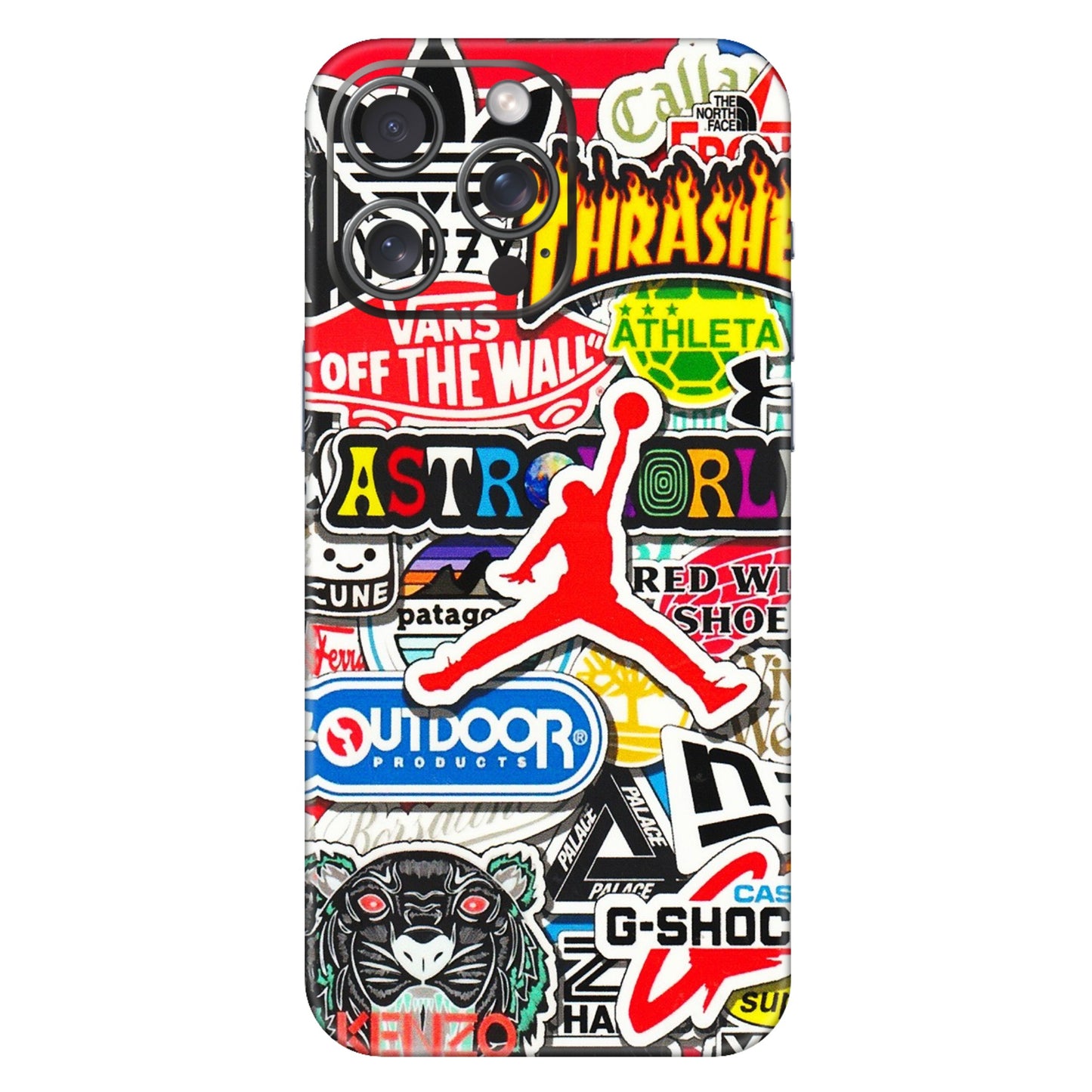 Apple iPhone Skins (All Models) - Multi Brands Sticker Graffiti - 3D Embossed Finish (L-37) iPhone 15 Pro Max