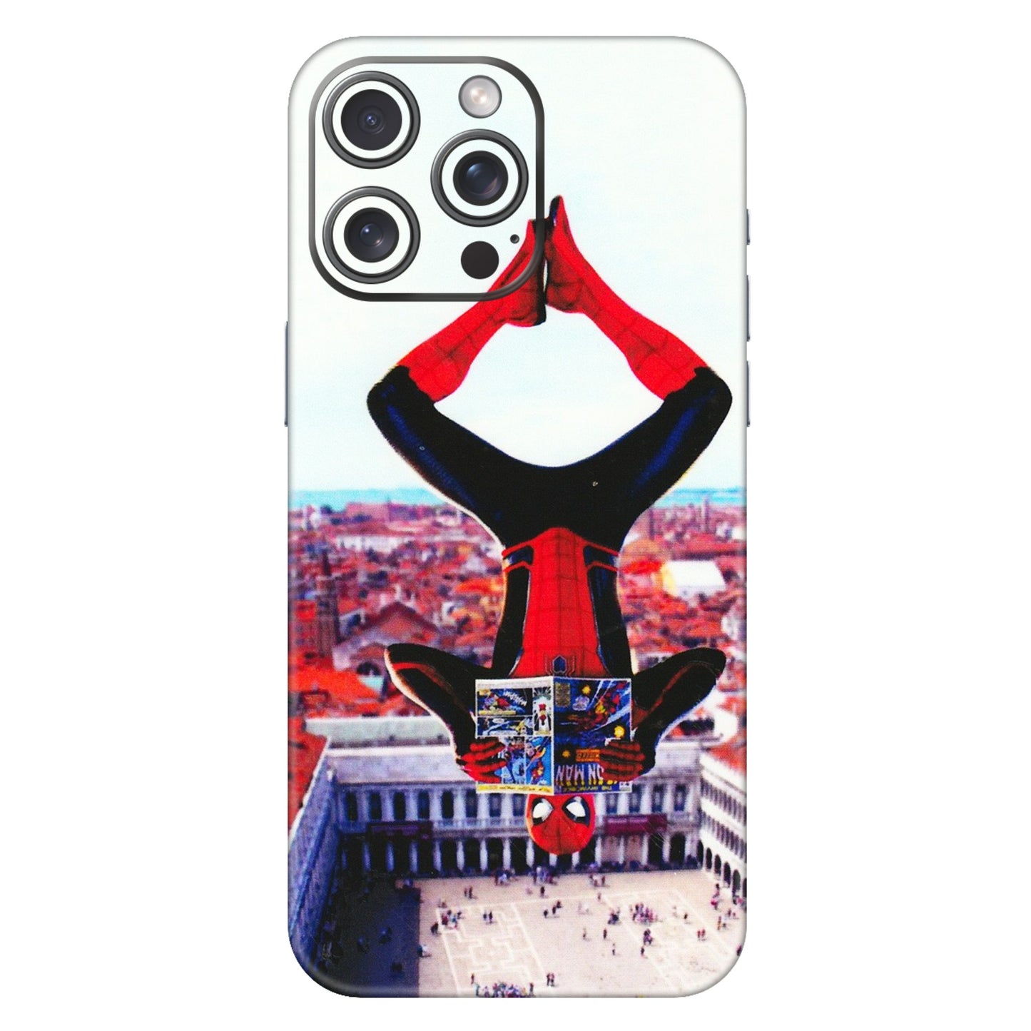 Apple iPhone Skins (All Models) - Spiderman Hanging - 3D Embossed Finish (L-53) iPhone 15 Pro Max
