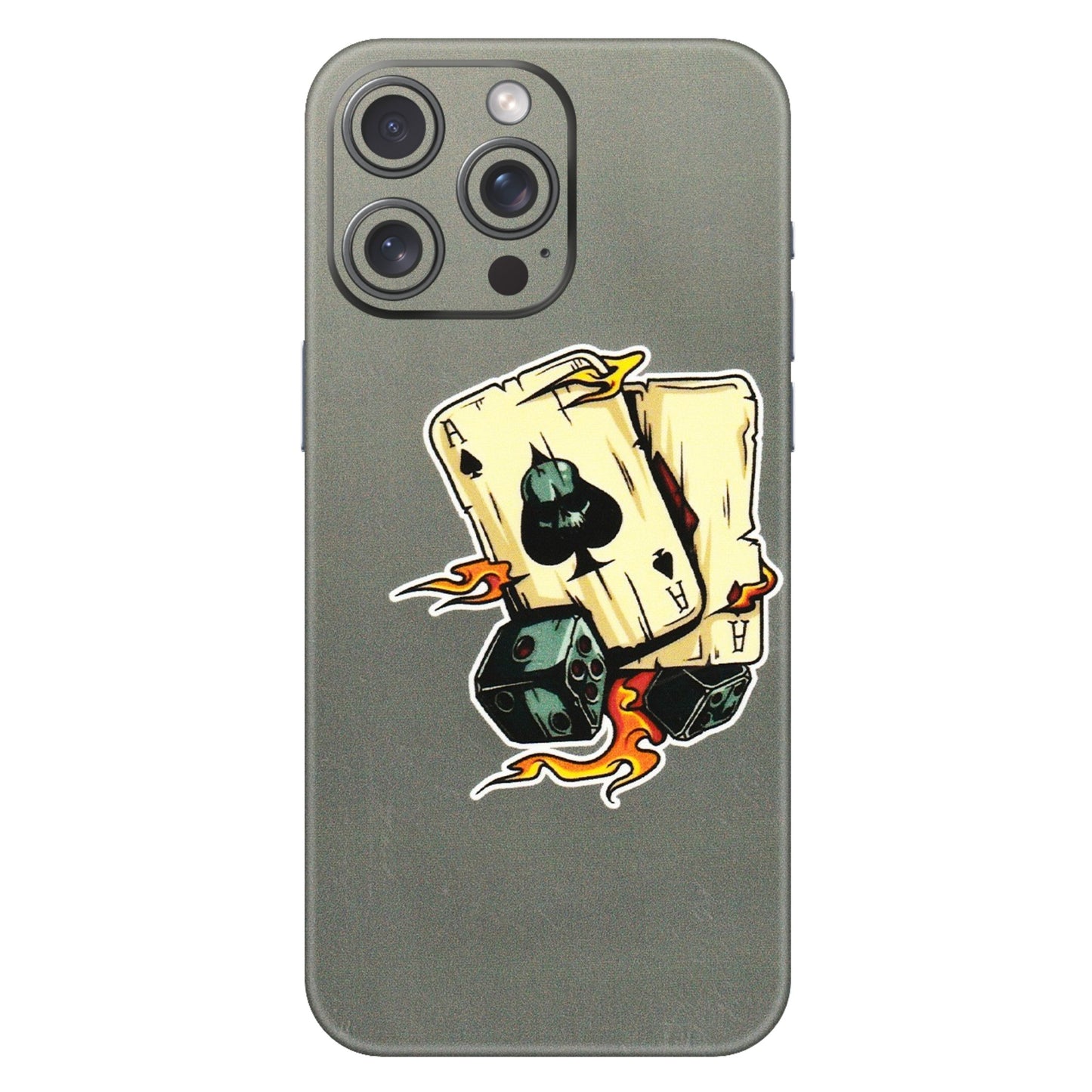 Apple iPhone Skins (All Models) - Grey Cards Of Ace - 3D Embossed Finish (L-77) iPhone 15 Pro Max
