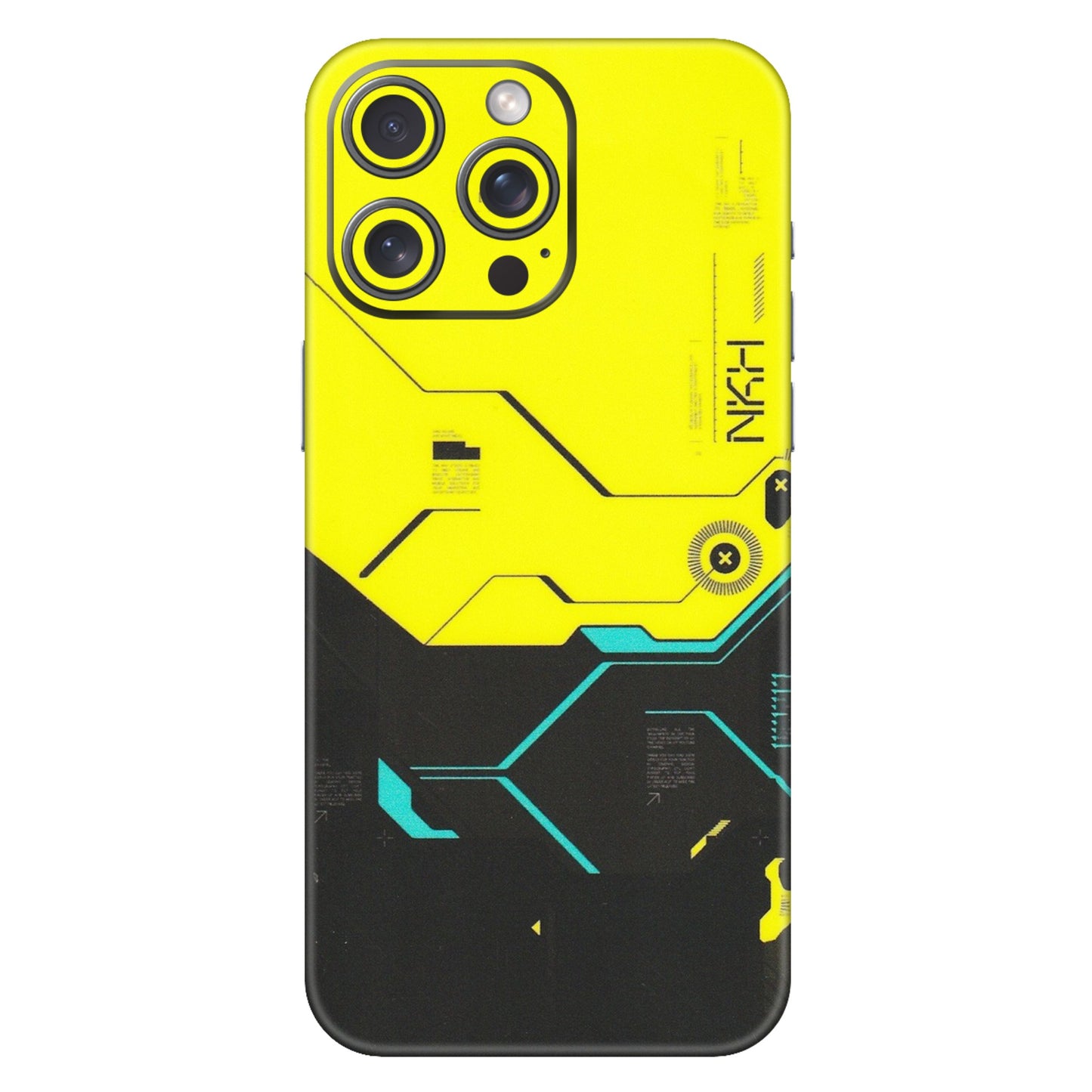 Apple iPhone Skins (All Models) - Black Yellow Technica - Matte Finish (M-53) iPhone 15 Pro Max