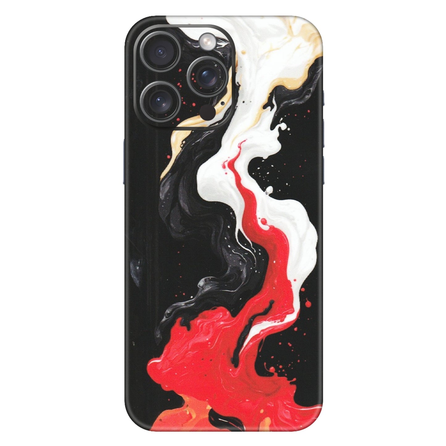 Apple iPhone Skins (All Models) - Black Red White Paint Splash Fusion - Matte Finish (M-56) iPhone 15 Pro Max