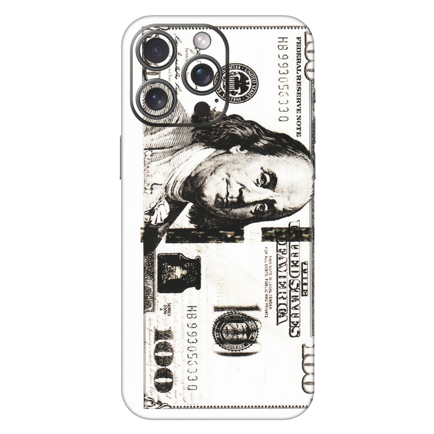 Apple iPhone Skins (All Models) - 100 Dollar Currency - Transparent Finish (T-01) iPhone 15 Pro Max