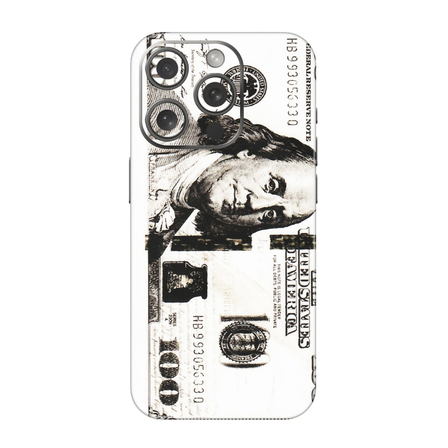 Apple iPhone Skins (All Models) - 100 Dollar Currency - Transparent Finish (T-01) iPhone 15 Pro