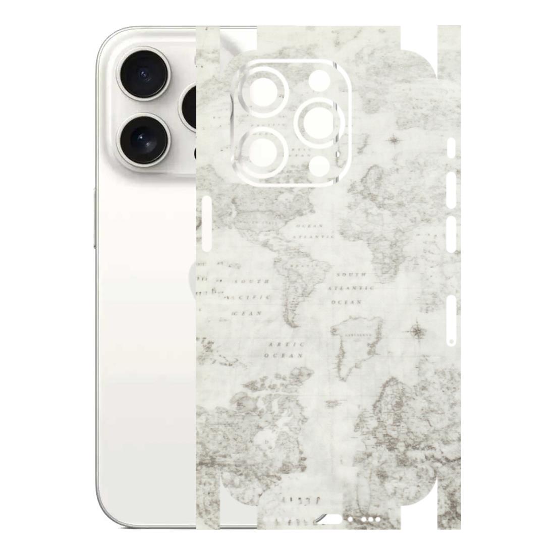 Apple iPhone Skins (All Models) - World Travel Map - Transparent Finish (T-04) iPhone 15 Pro