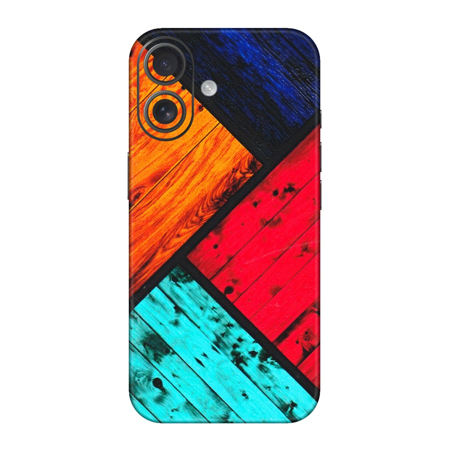 Apple iPhone Skins (All Models) - Colourful Wood Panels Abstract - 3D Embossed Finish (L-09) iPhone 16