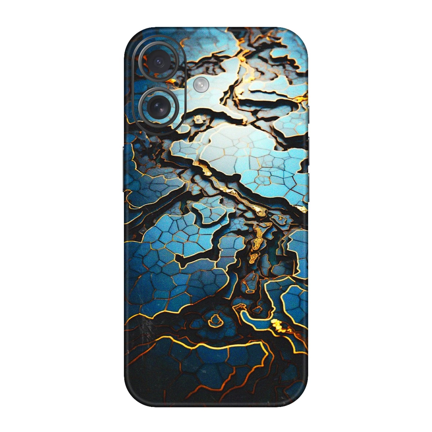 Apple iPhone Skins (All Models) - Blue Gold Abstract - 3D Embossed Finish (L-11) iPhone 16