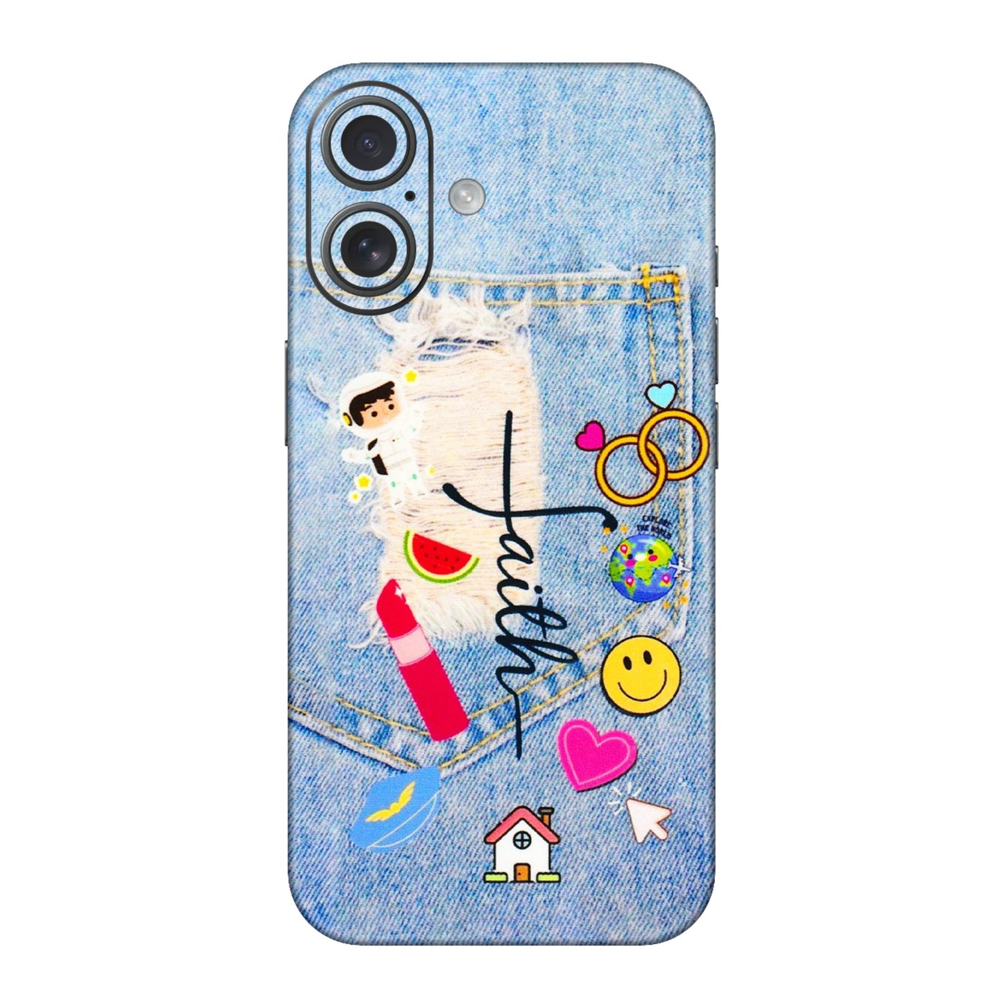 Apple iPhone Skins (All Models) - Denim Jeans Pocket - 3D Embossed Finish (L-134) iPhone 16