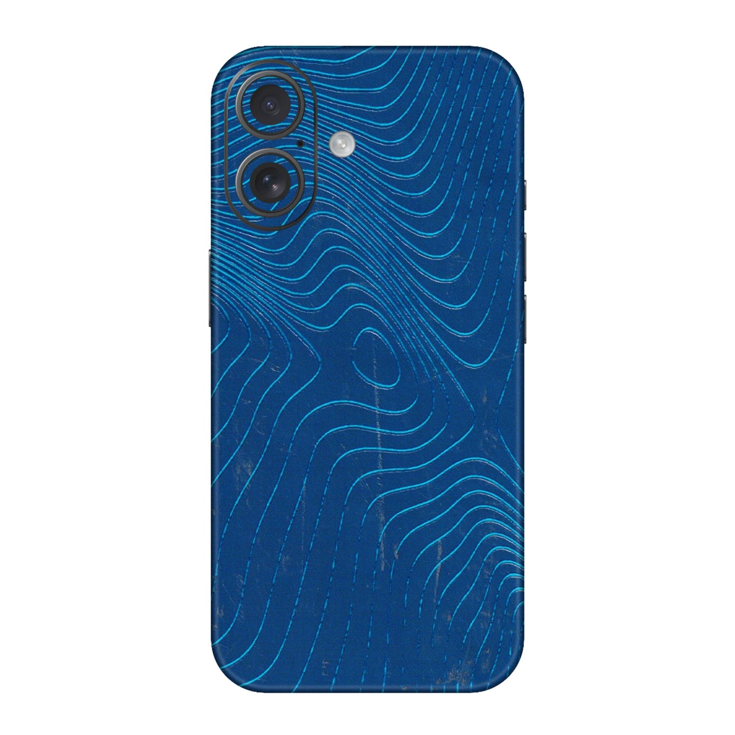 Apple iPhone Skins (All Models) - Abstract Blue Line Map - 3D Embossed Finish (L-272) iPhone 16