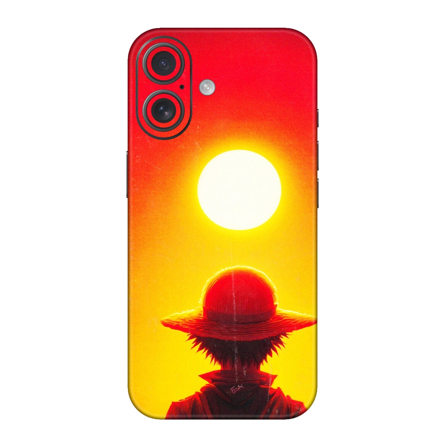 Apple iPhone Skins (All Models) - Cool Sunset With Monkey D.Luffy Anime - 3D Embossed Finish (L-329) iPhone 16