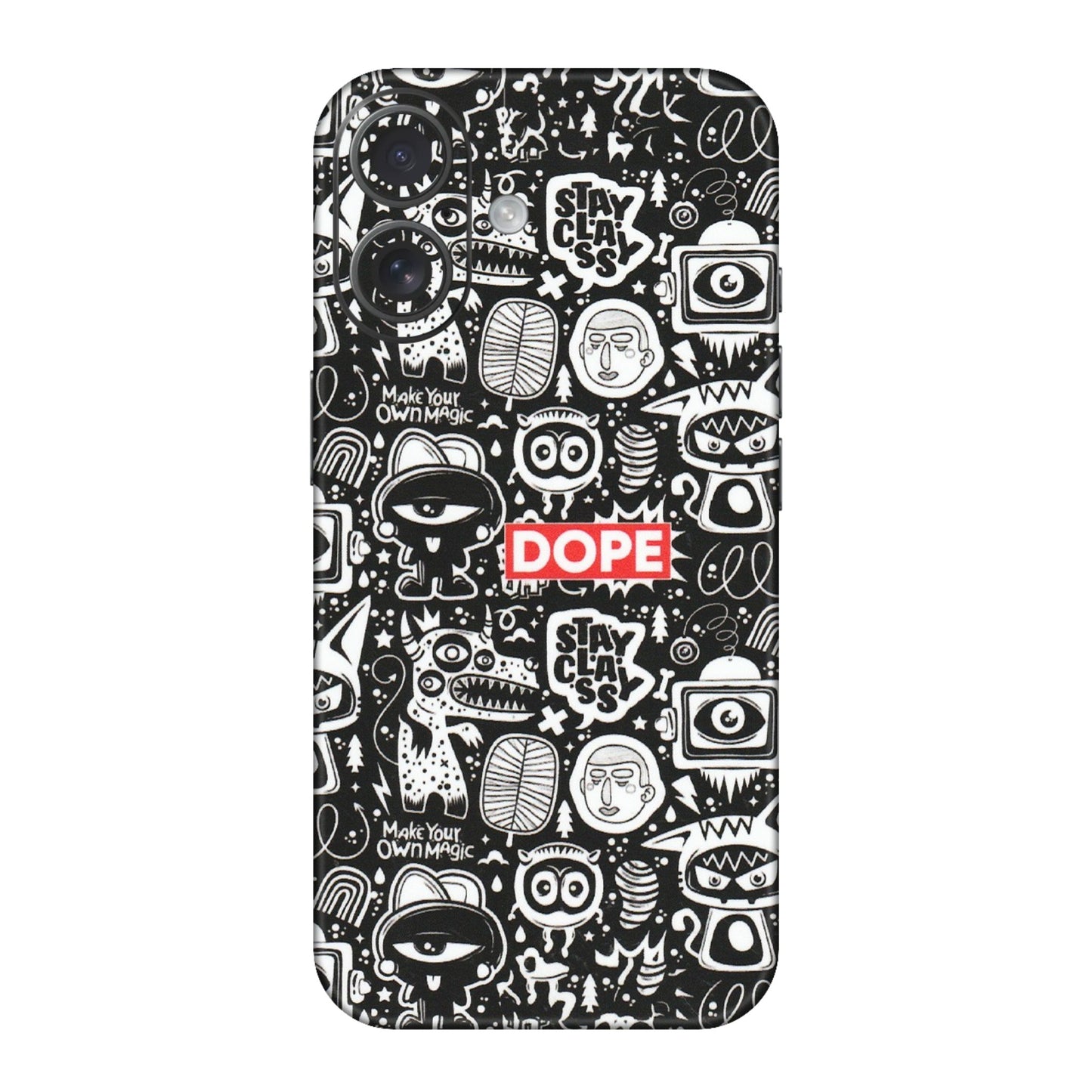 Apple iPhone Skins (All Models) - Dope Stay Classy Black Doodles - Matte Finish (M-126) iPhone 16