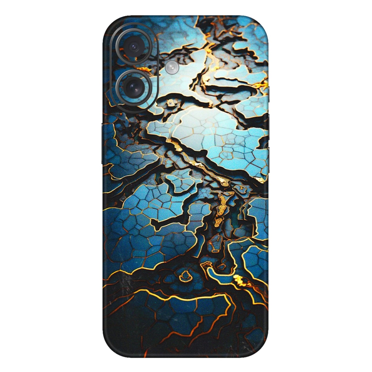 Apple iPhone Skins (All Models) - Blue Gold Abstract - 3D Embossed Finish (L-11) iPhone 16 Plus