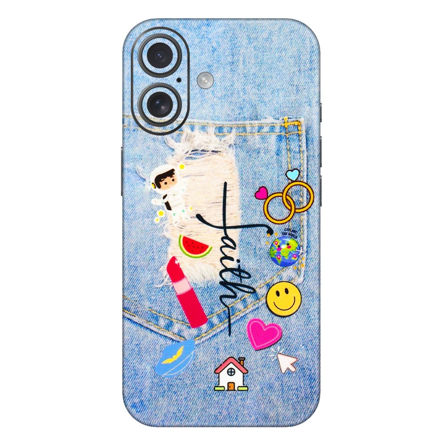 Apple iPhone Skins (All Models) - Denim Jeans Pocket - 3D Embossed Finish (L-134) iPhone 16 Plus
