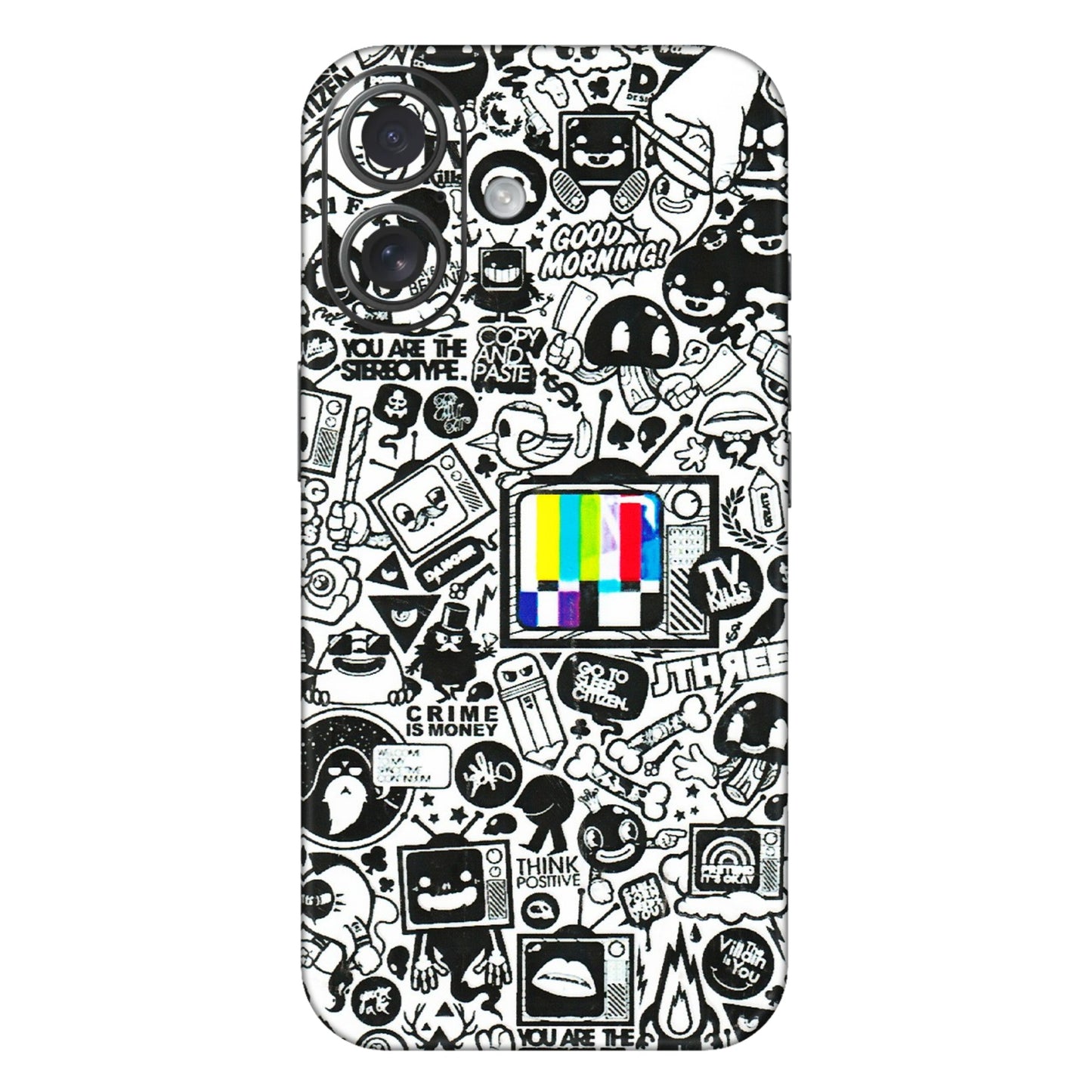 Apple iPhone Skins (All Models) - Doodles Positive Art - 3D Embossed Finish (L-263) iPhone 16 Plus
