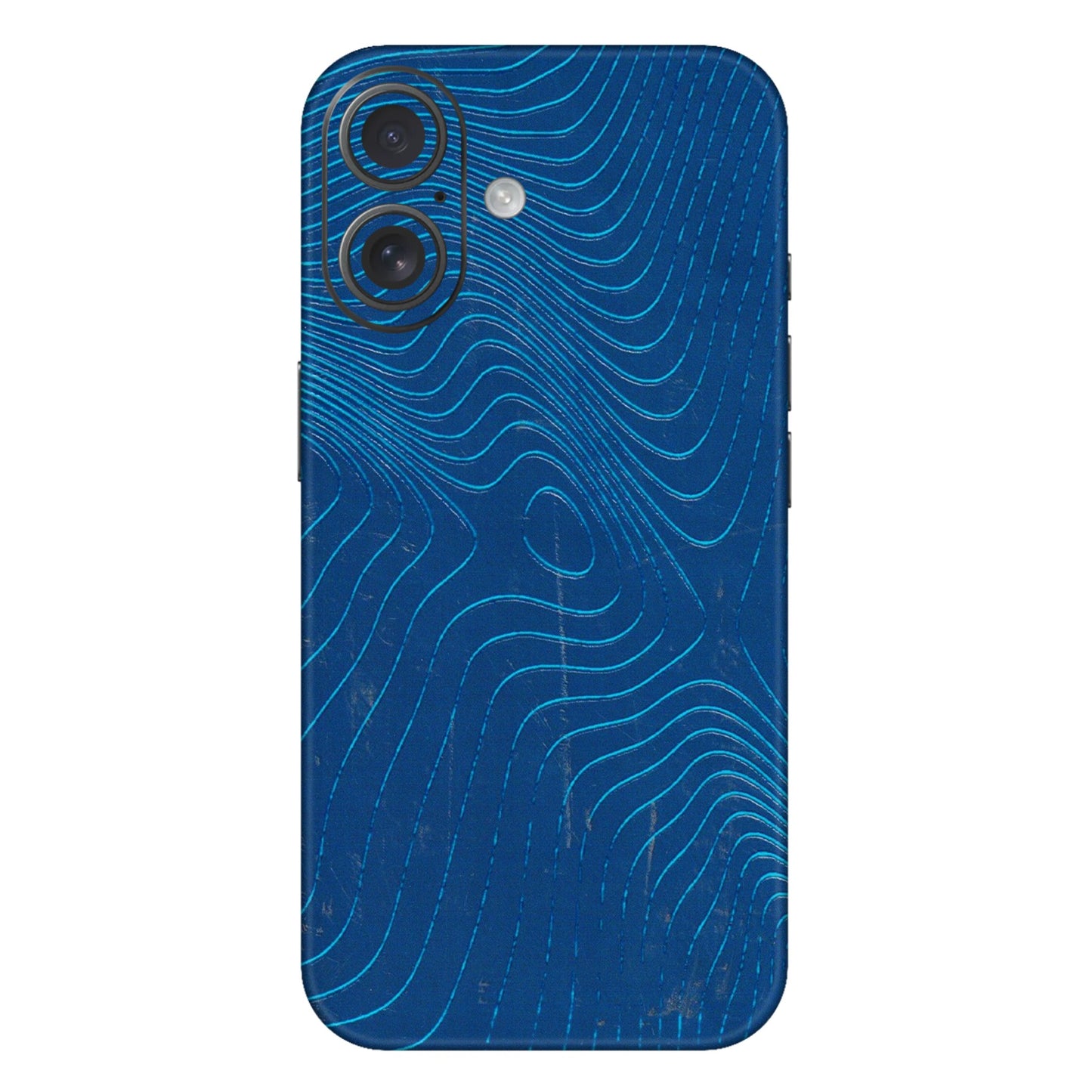 Apple iPhone Skins (All Models) - Abstract Blue Line Map - 3D Embossed Finish (L-272) iPhone 16 Plus