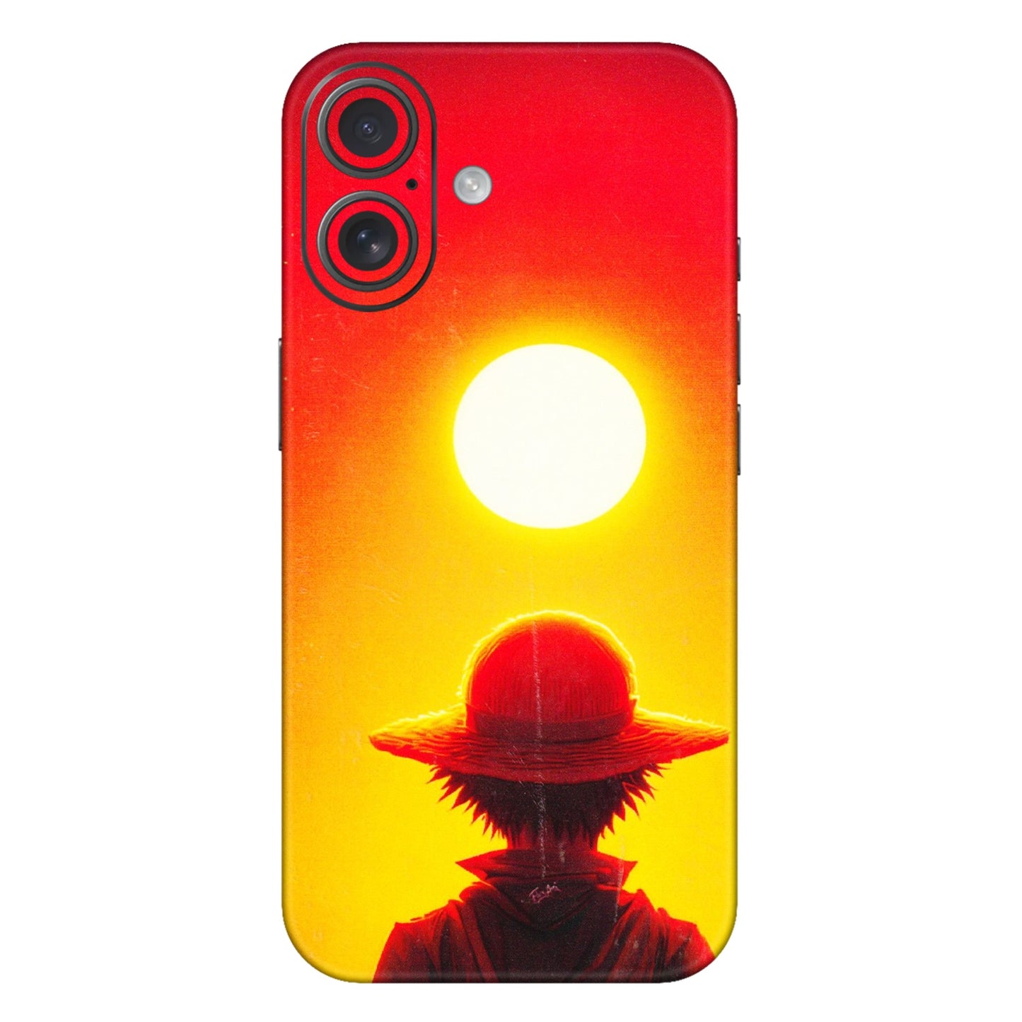 Apple iPhone Skins (All Models) - Cool Sunset With Monkey D.Luffy Anime - 3D Embossed Finish (L-329) iPhone 16 Plus
