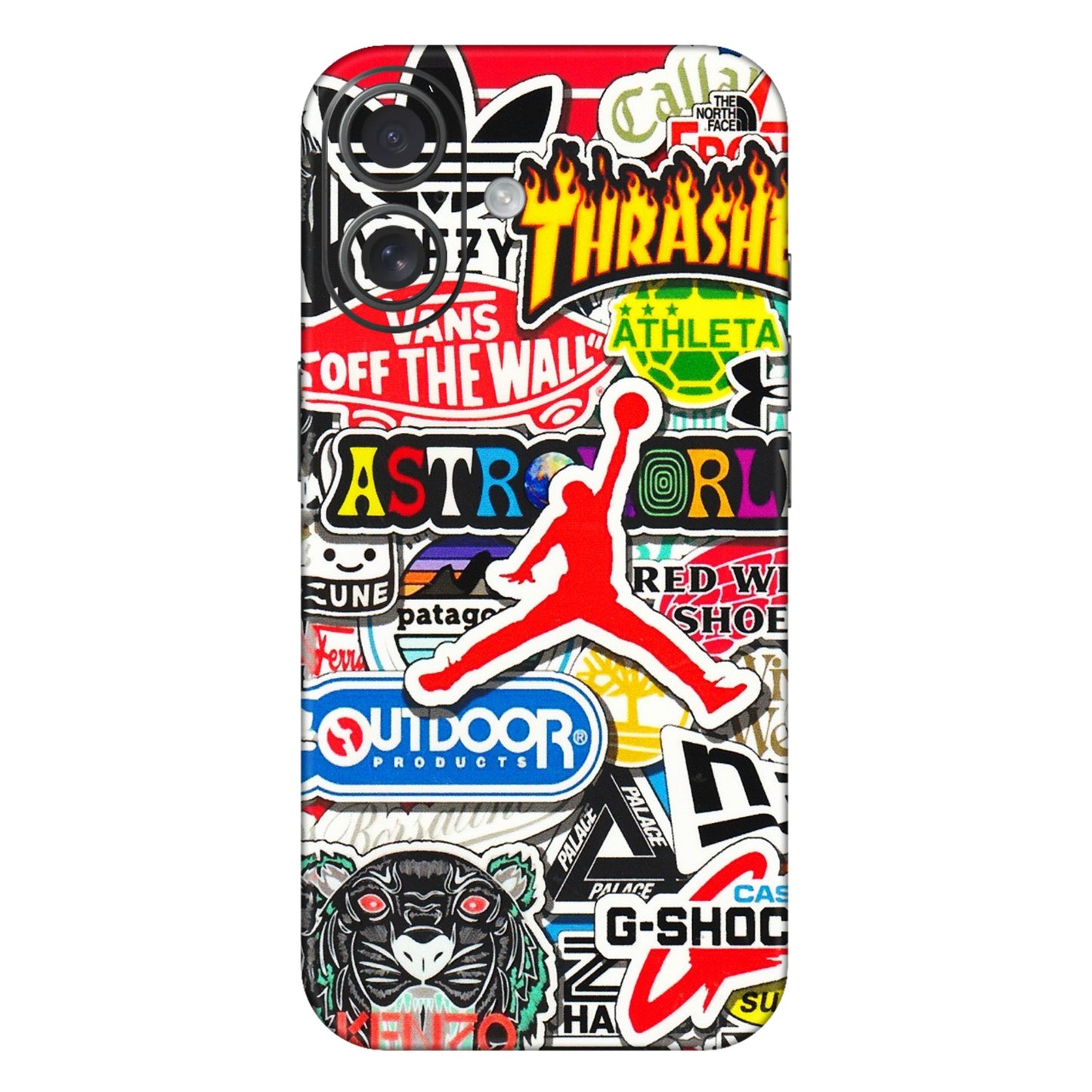 Apple iPhone Skins (All Models) - Multi Brands Sticker Graffiti - 3D Embossed Finish (L-37) iPhone 16 Plus
