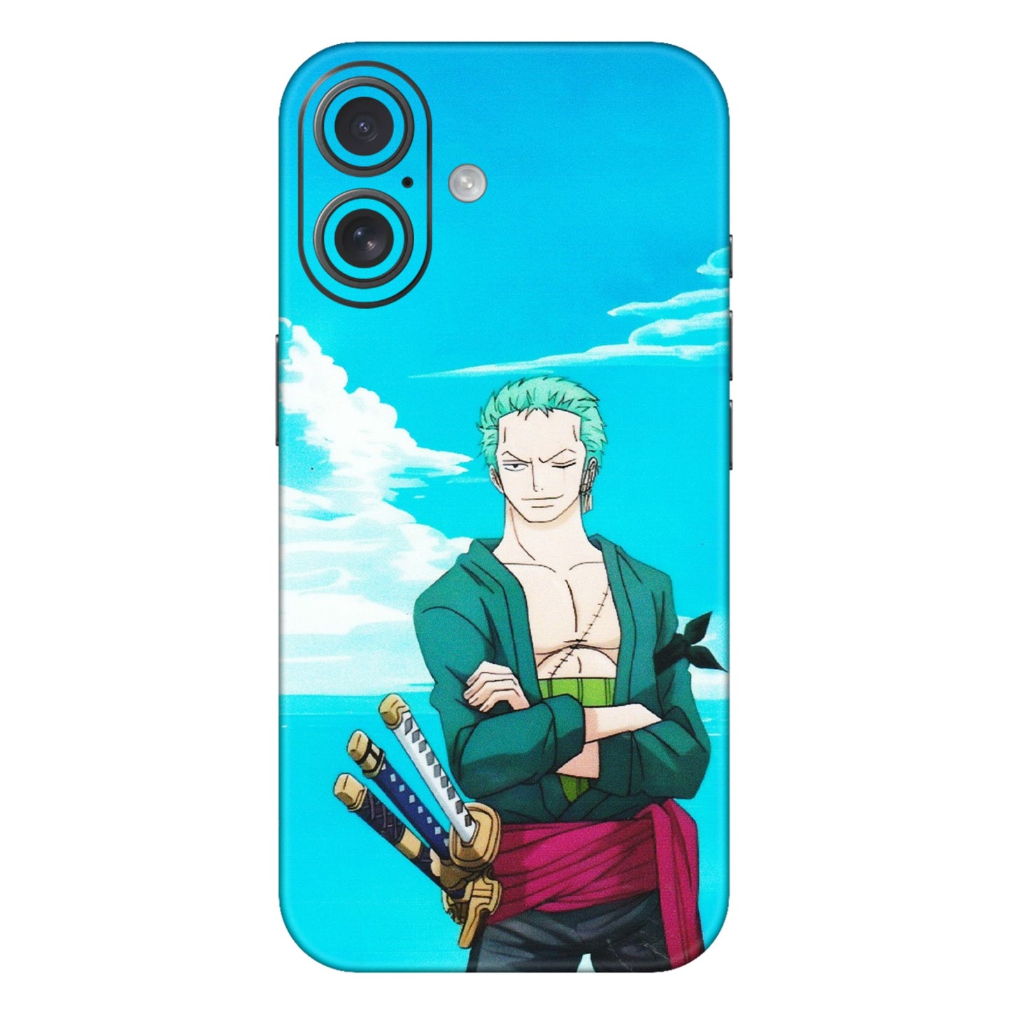 Apple iPhone Skins (All Models) - Cool Swordman Zoro Anime - Matte Finish (M-143) iPhone 16 Plus