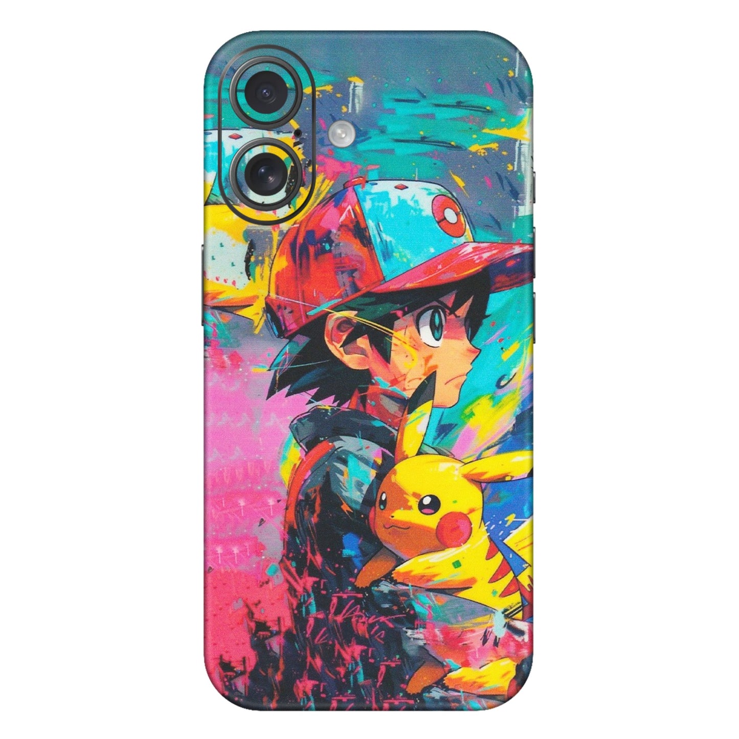 Apple iPhone Skins (All Models) - Ash & Pikachu - Matte Finish (M-26) iPhone 16 Plus
