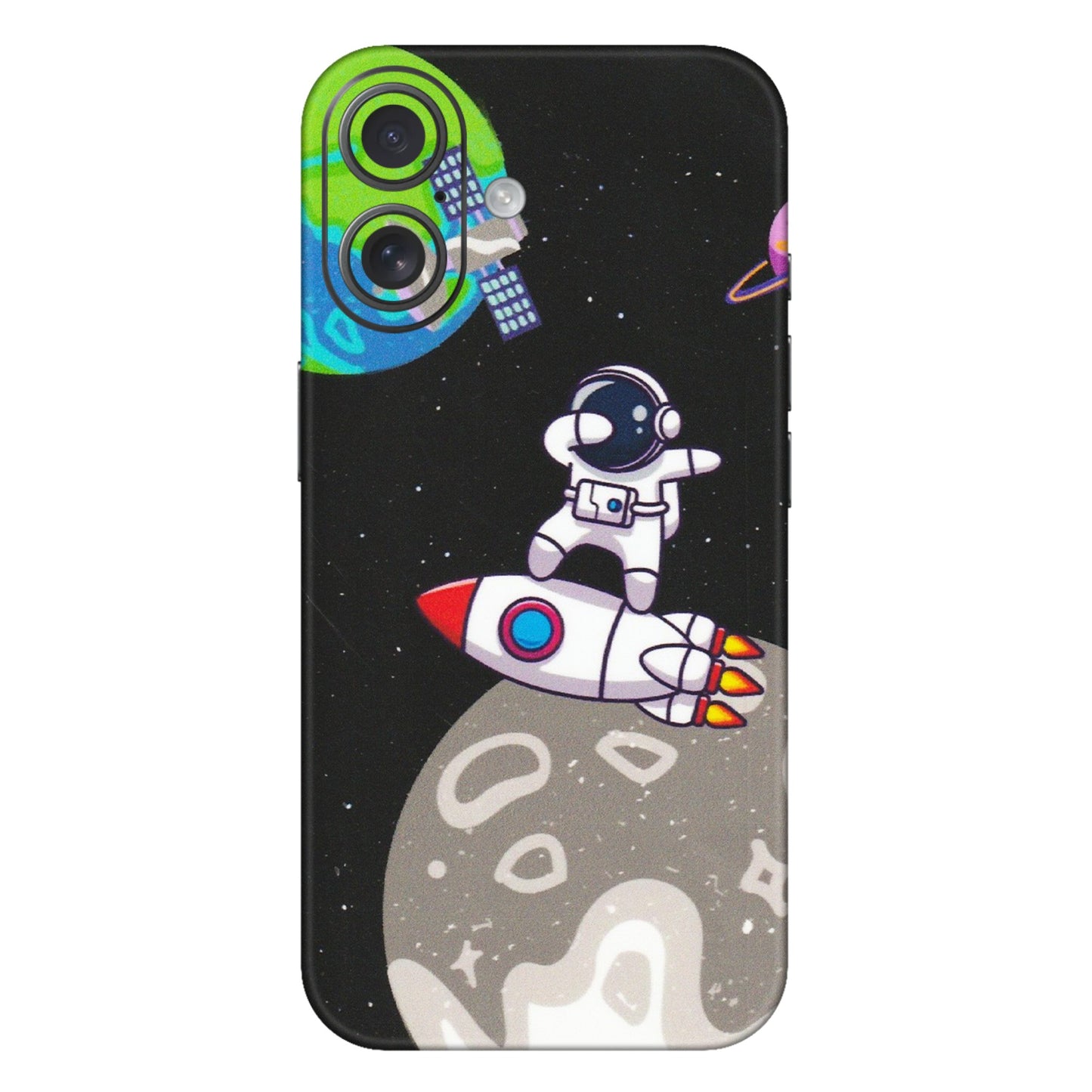 Apple iPhone Skins (All Models) - Astronaut Vibing Toon Running - Matte Finish (M-39) iPhone 16 Plus