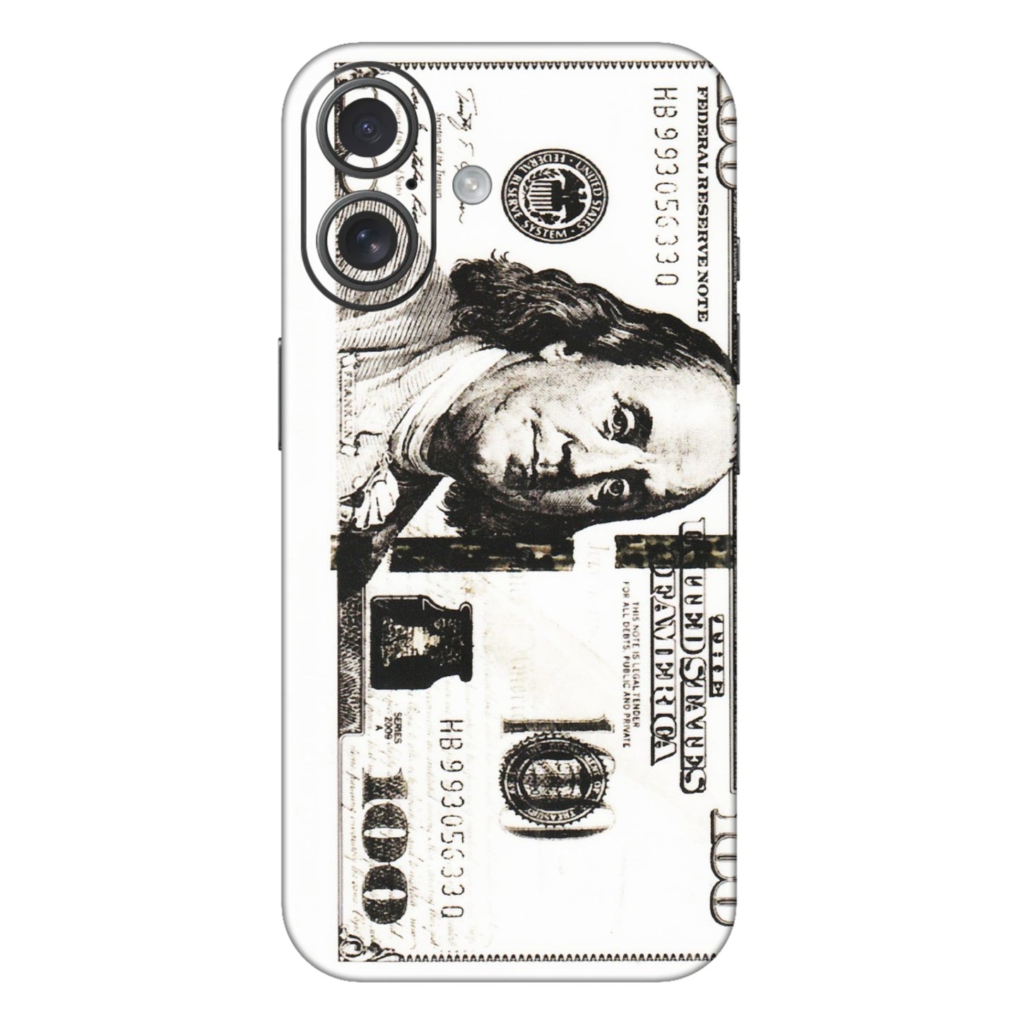 Apple iPhone Skins (All Models) - 100 Dollar Currency - Transparent Finish (T-01) iPhone 16 Plus