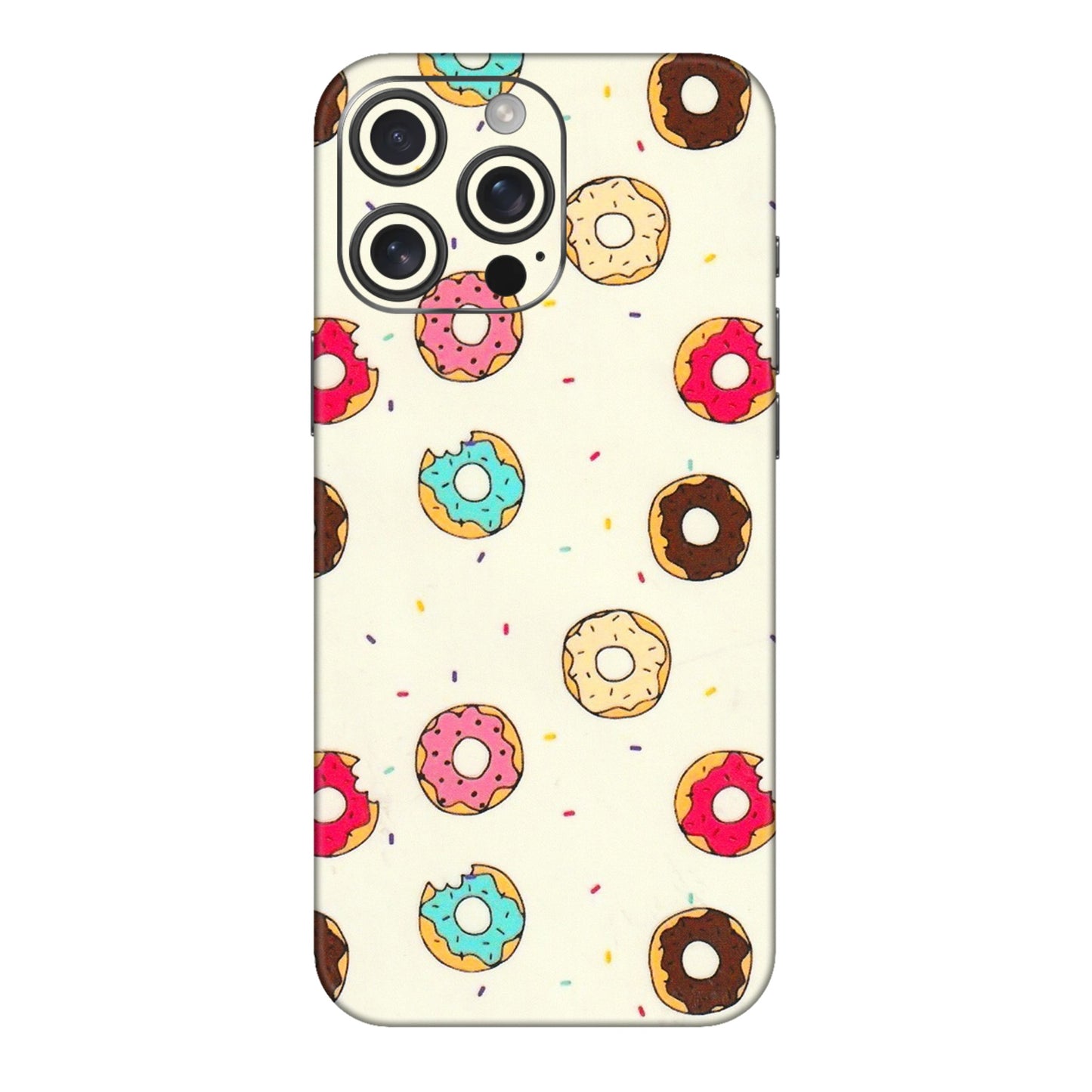 Apple iPhone Skins (All Models) - Mini Donuts Doodle Art - 3D Embossed Finish (L-122) iPhone 16 pro