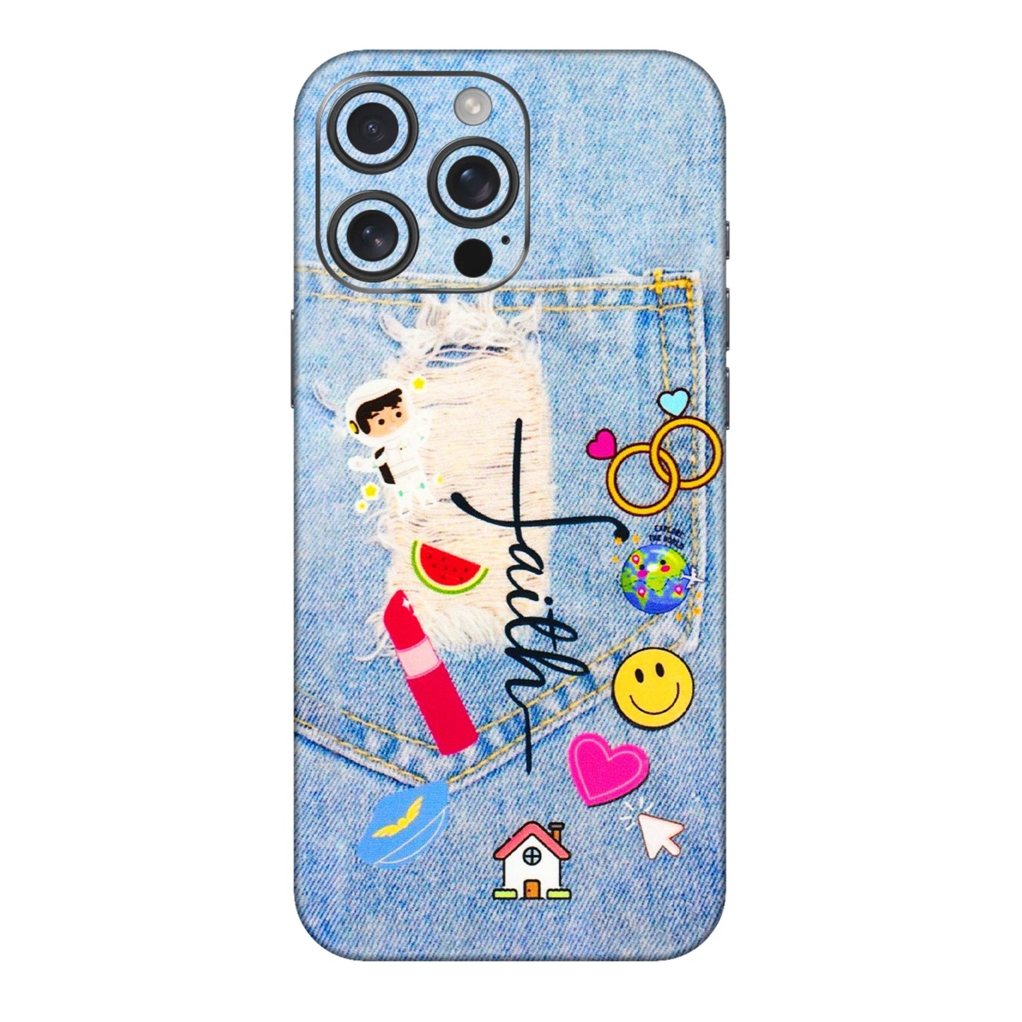 Apple iPhone Skins (All Models) - Denim Jeans Pocket - 3D Embossed Finish (L-134) iPhone 16 pro