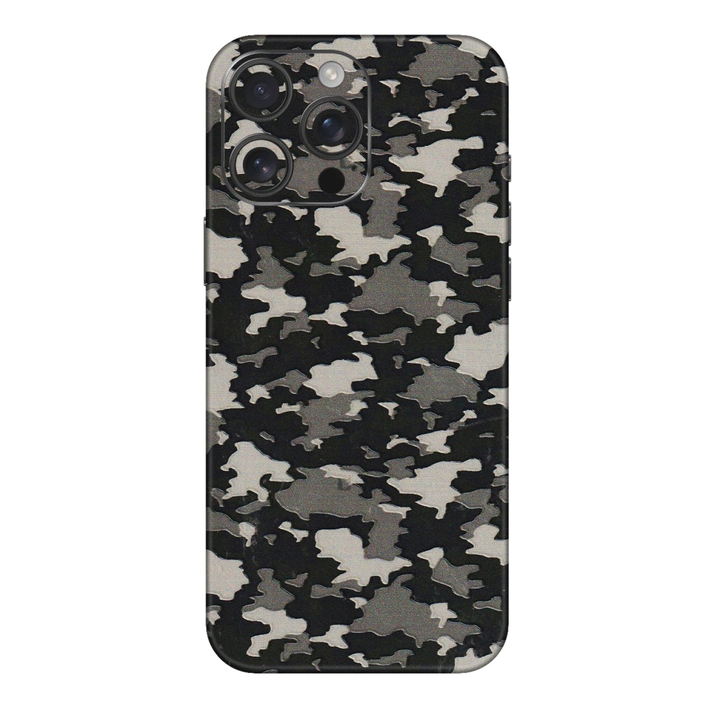 Apple iPhone Skins (All Models) - Black/Grey Camoflaunge - 3D Embossed Finish (L-142) iPhone 16 pro