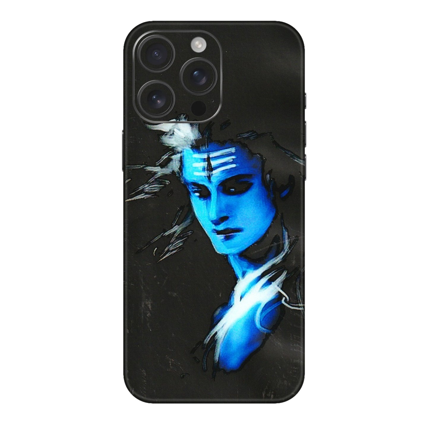 Apple iPhone Skins (All Models) - Har Har Mahadev Blue/Black - 3D Embossed Finish (L-185) iPhone 16 pro