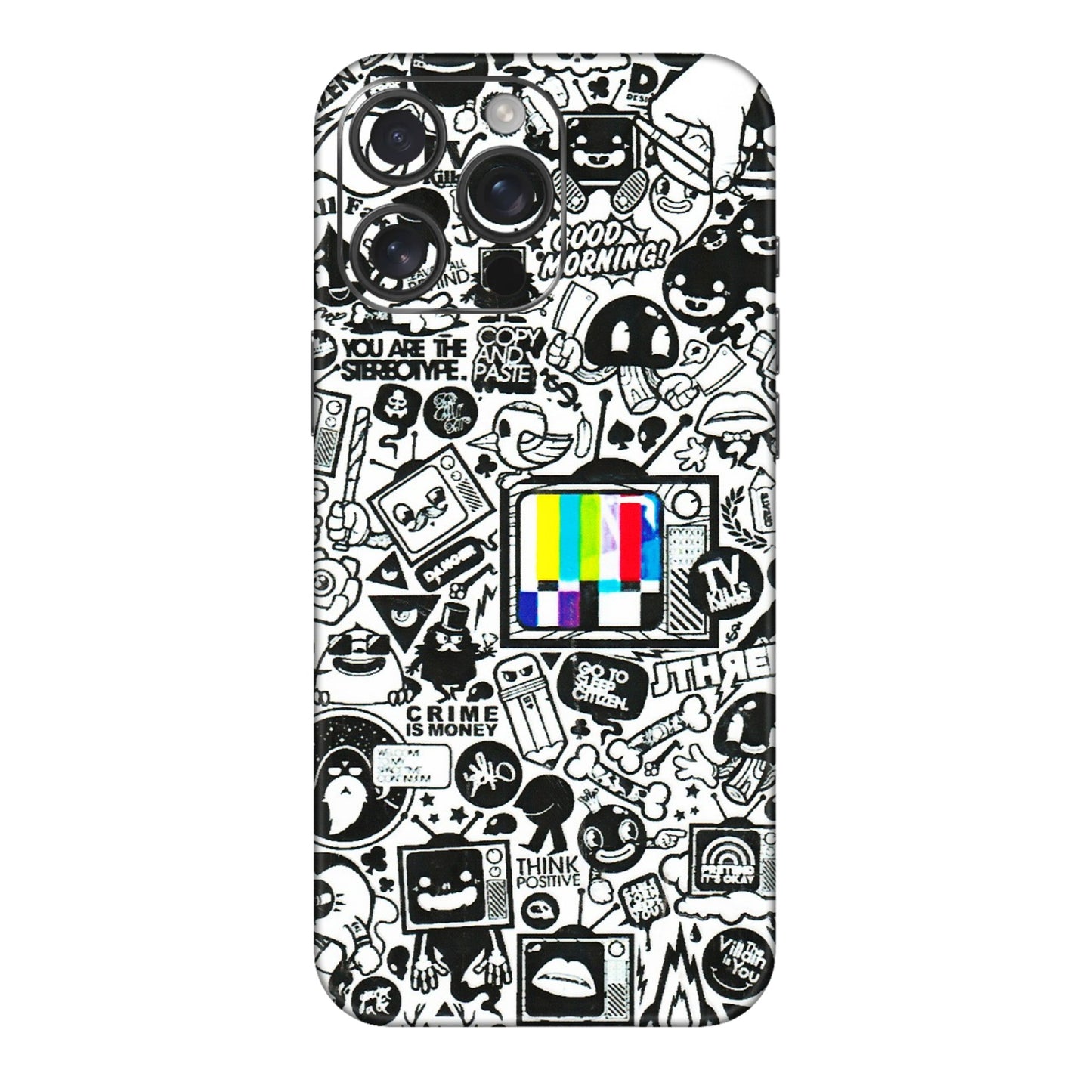 Apple iPhone Skins (All Models) - Doodles Positive Art - 3D Embossed Finish (L-263) iPhone 16 pro