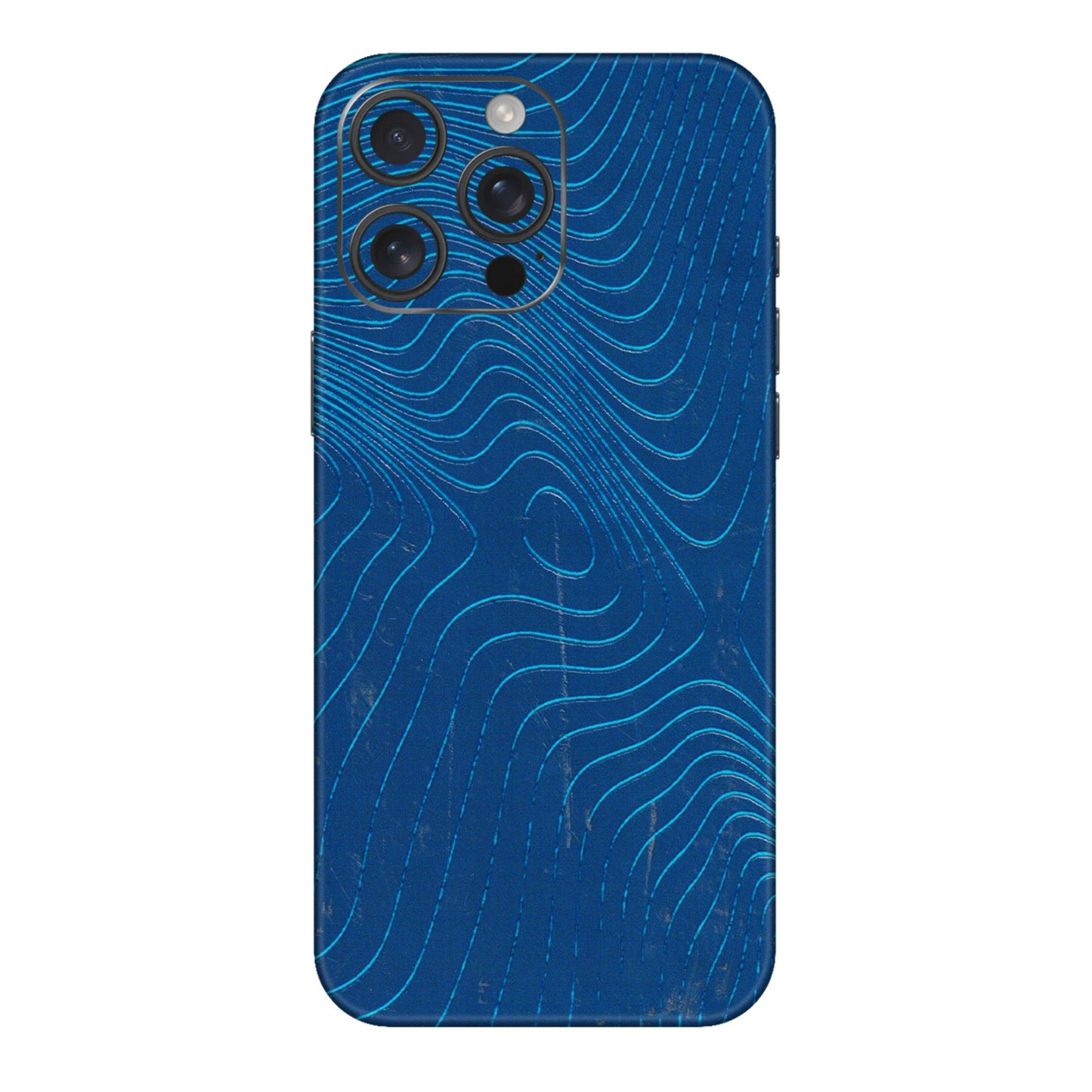 Apple iPhone Skins (All Models) - Abstract Blue Line Map - 3D Embossed Finish (L-272) iPhone 16 pro