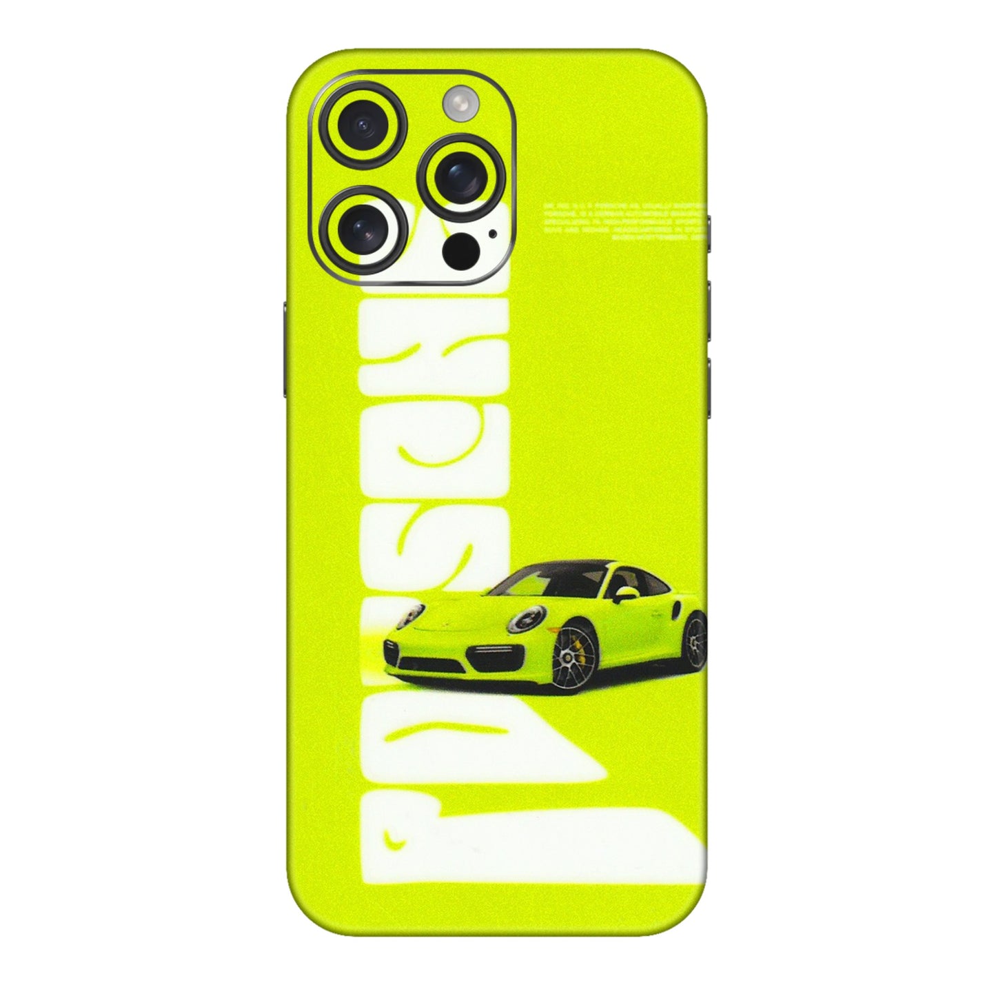 Apple iPhone Skins (All Models) - Lime Green Porche - 3D Embossed Finish (L-30) iPhone 16 pro
