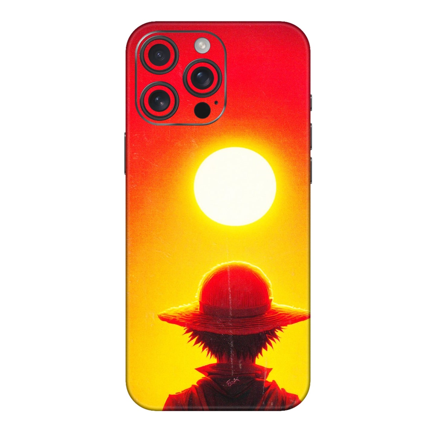 Apple iPhone Skins (All Models) - Cool Sunset With Monkey D.Luffy Anime - 3D Embossed Finish (L-329) iPhone 16 pro