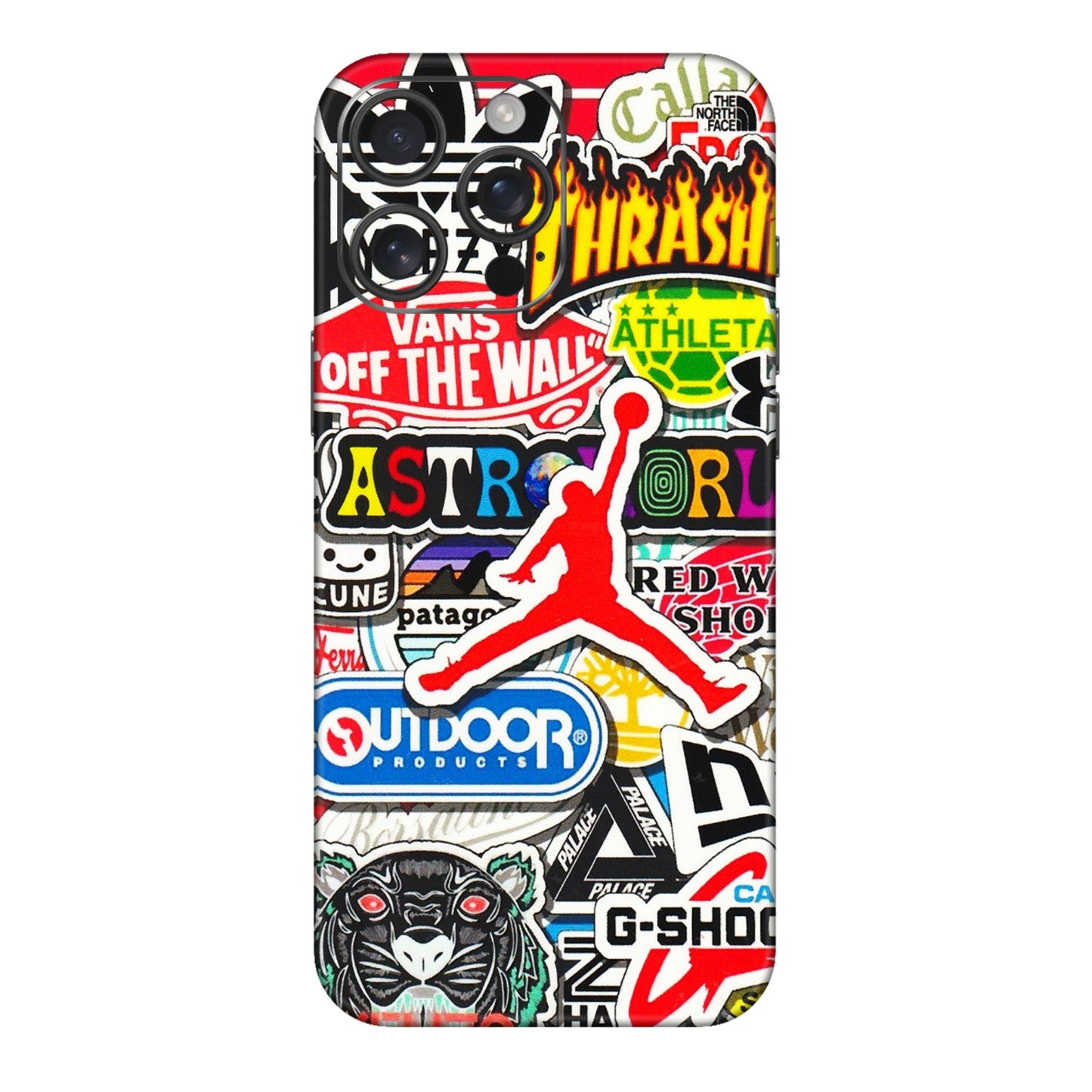 Apple iPhone Skins (All Models) - Multi Brands Sticker Graffiti - 3D Embossed Finish (L-37) iPhone 16 pro