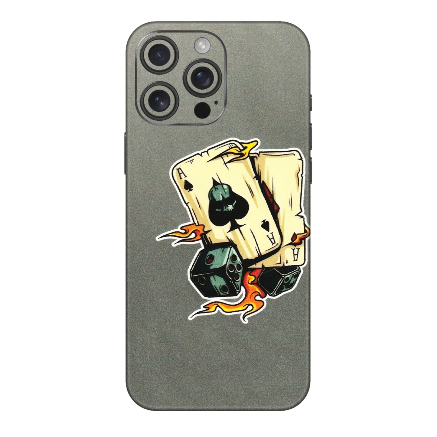 Apple iPhone Skins (All Models) - Grey Cards Of Ace - 3D Embossed Finish (L-77) iPhone 16 pro