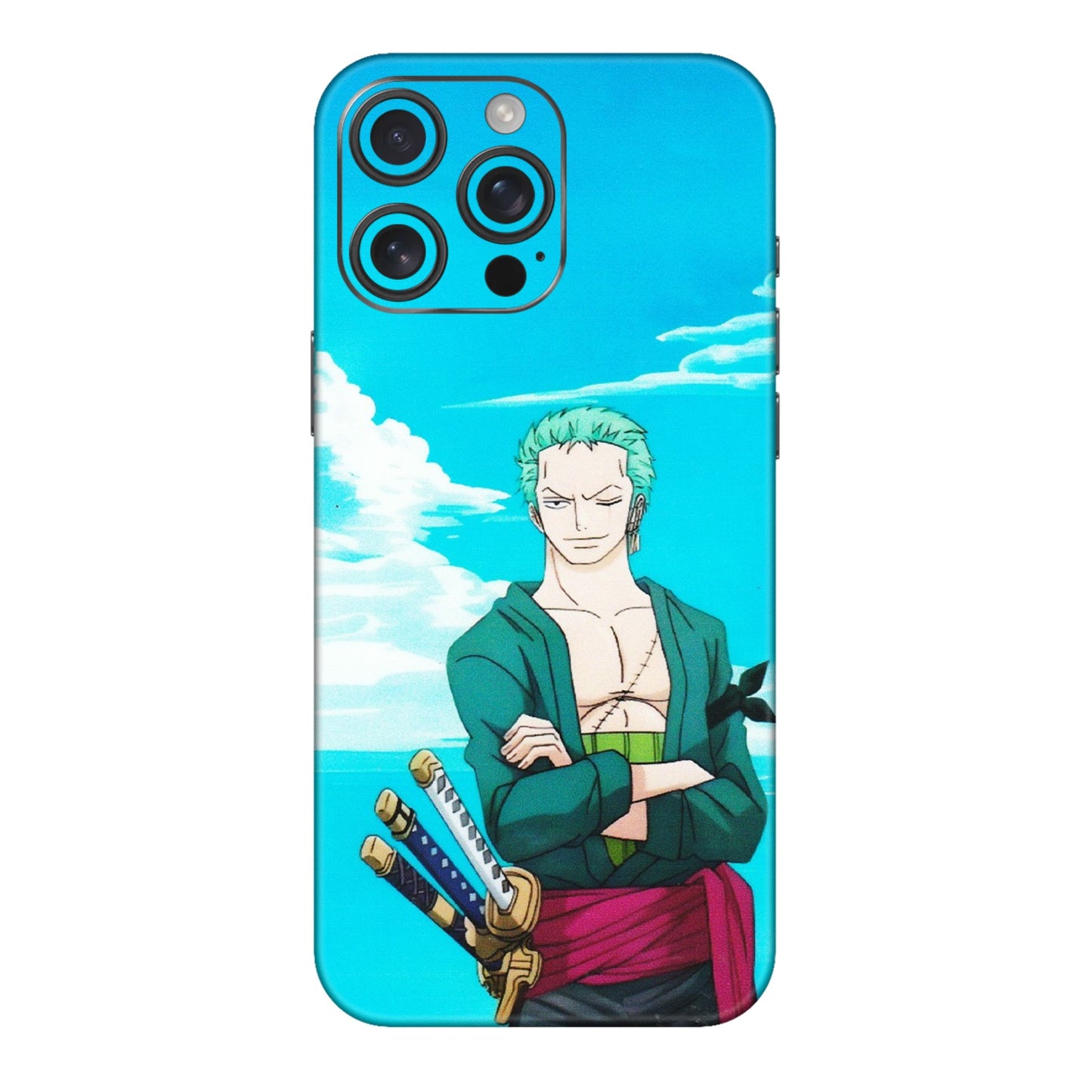 Apple iPhone Skins (All Models) - Cool Swordman Zoro Anime - Matte Finish (M-143) iPhone 16 pro