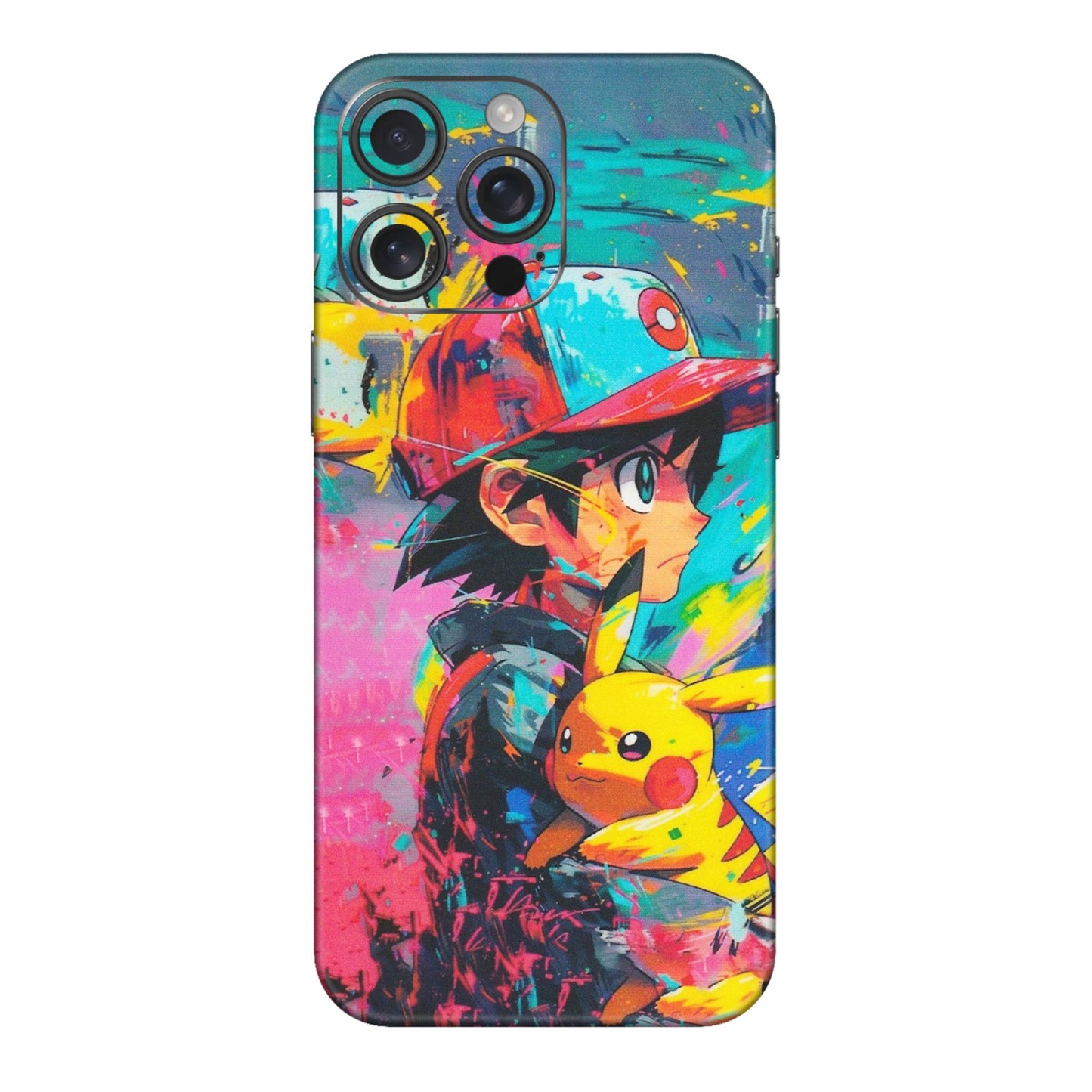 Apple iPhone Skins (All Models) - Ash & Pikachu - Matte Finish (M-26) iPhone 16 pro
