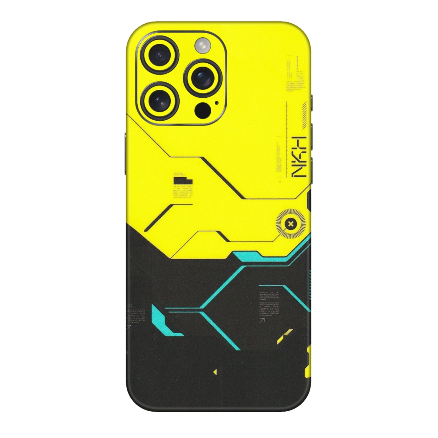 Apple iPhone Skins (All Models) - Black Yellow Technica - Matte Finish (M-53) iPhone 16 pro