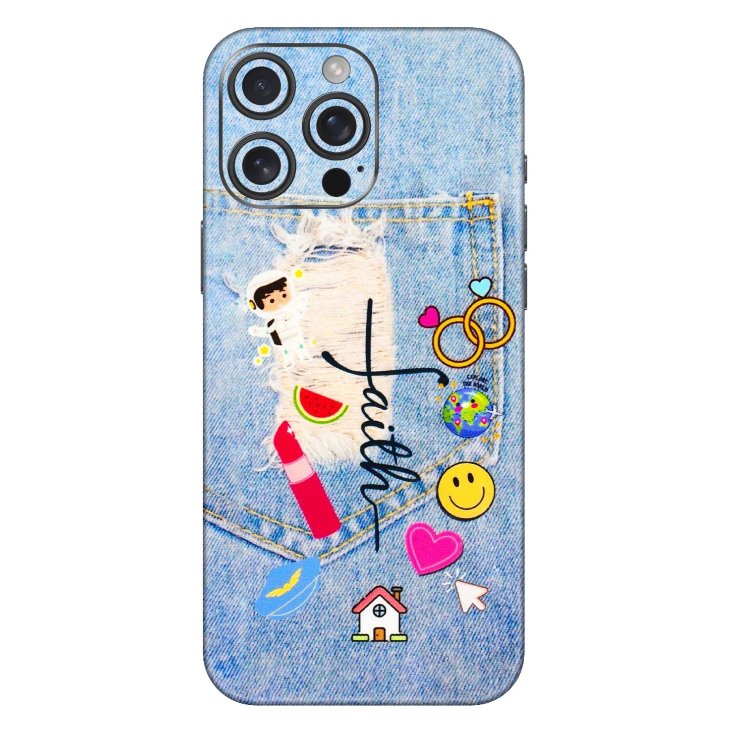 Apple iPhone Skins (All Models) - Denim Jeans Pocket - 3D Embossed Finish (L-134) iPhone 16 Pro Max