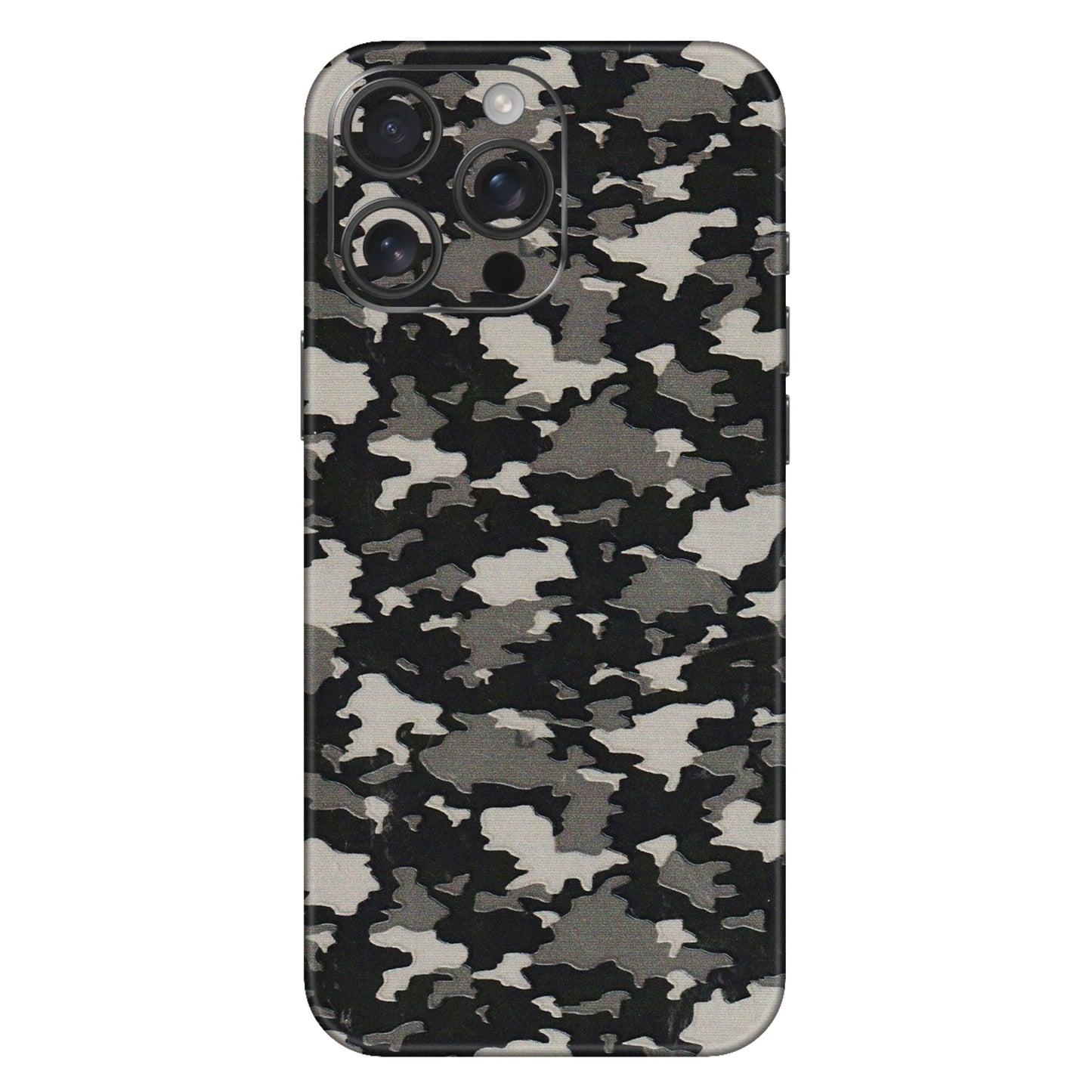 Apple iPhone Skins (All Models) - Black/Grey Camoflaunge - 3D Embossed Finish (L-142) iPhone 16 Pro Max