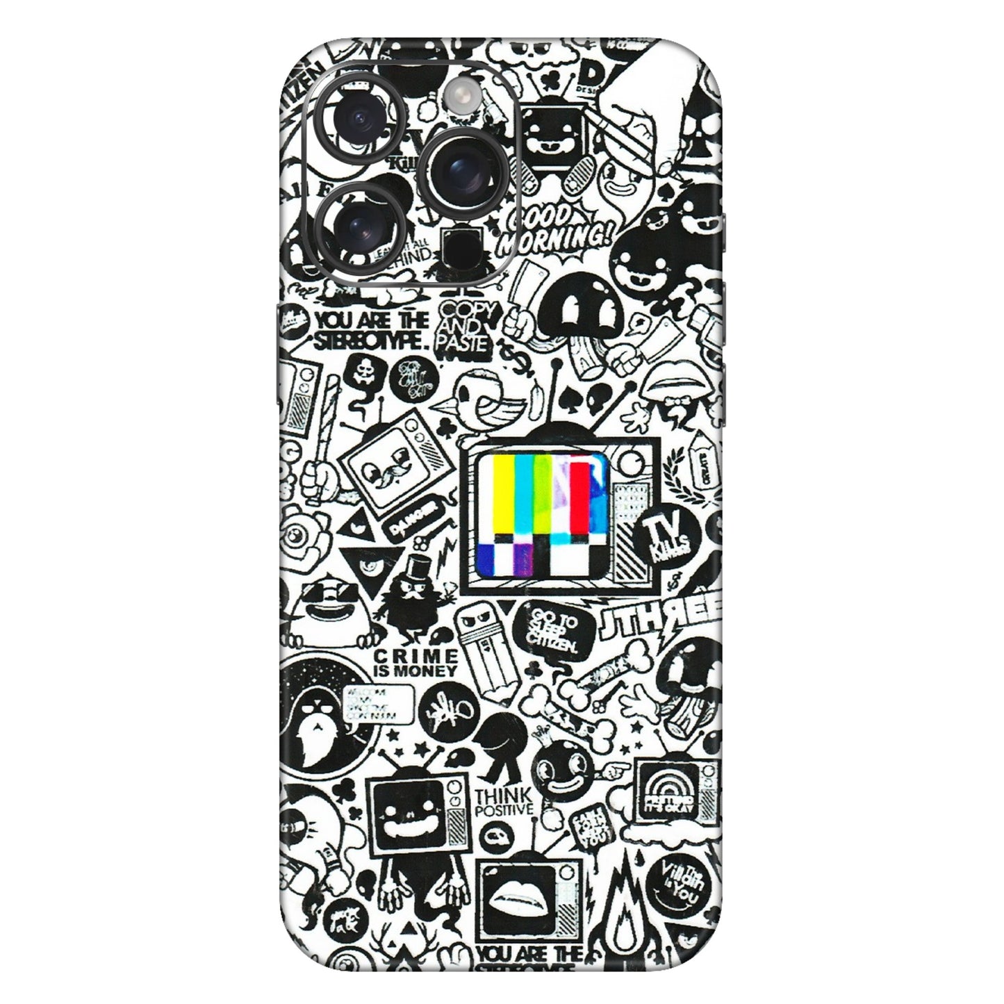 Apple iPhone Skins (All Models) - Doodles Positive Art - 3D Embossed Finish (L-263) iPhone 16 Pro Max
